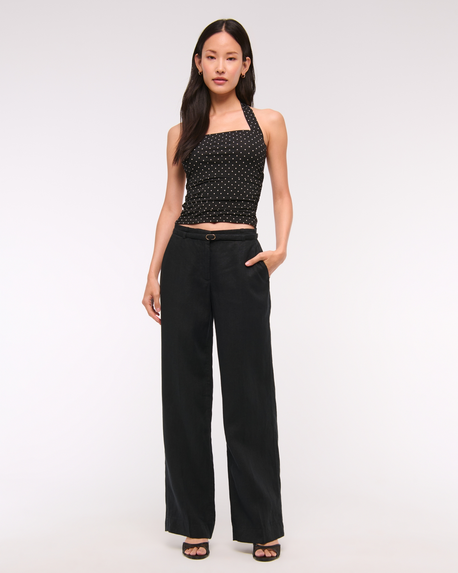 Premium Linen Belted Wide Leg Pant