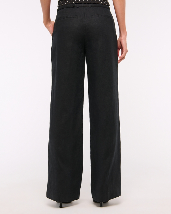 Women's Premium Linen Belted Wide Leg Pant | Women's Clearance