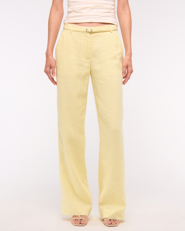 Premium Linen Belted Wide Leg Pant