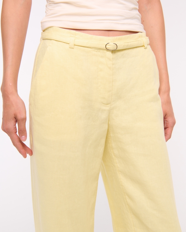 Premium Linen Belted Wide Leg Pant