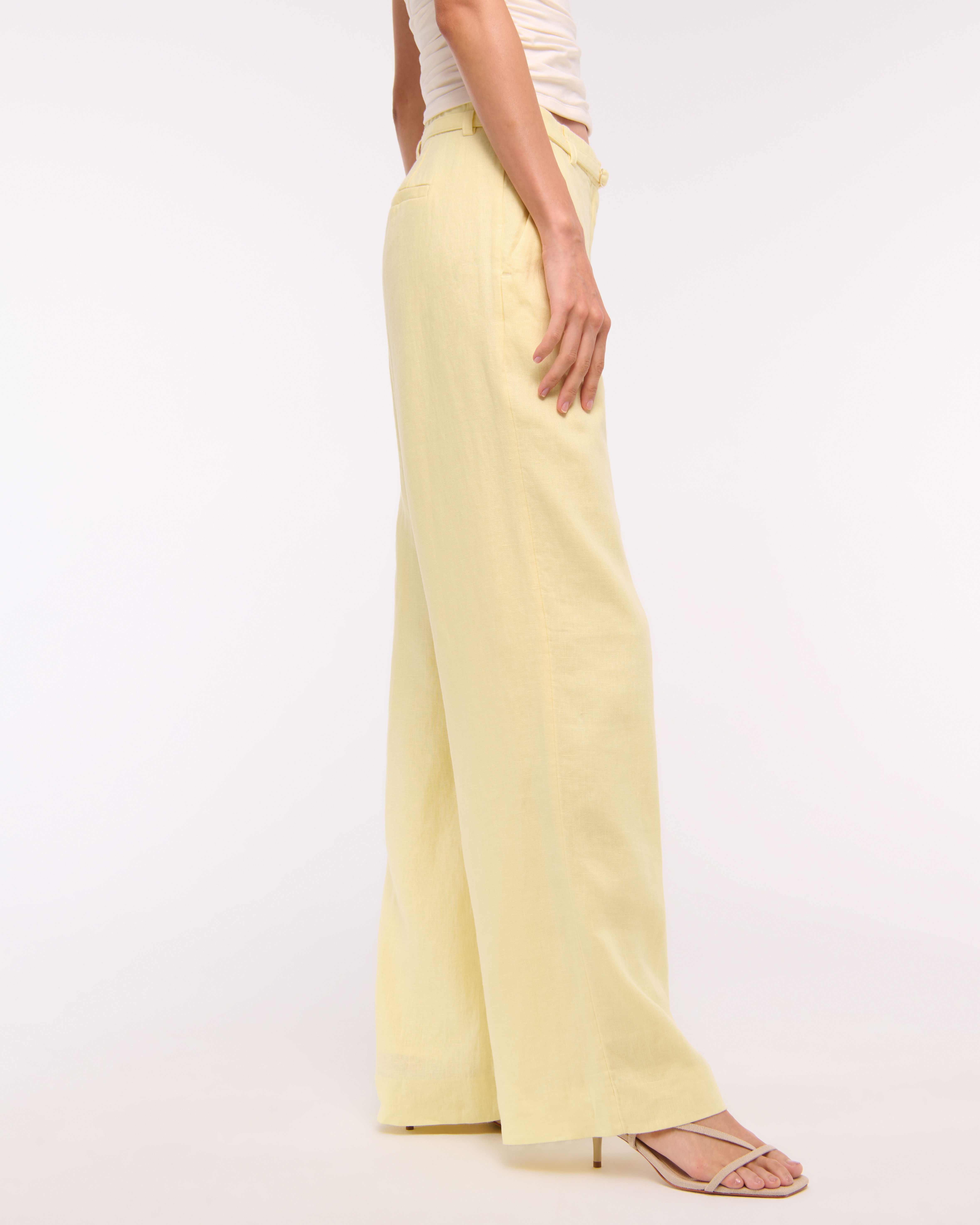 Women's Premium Linen Belted Wide Leg Pant | Women's