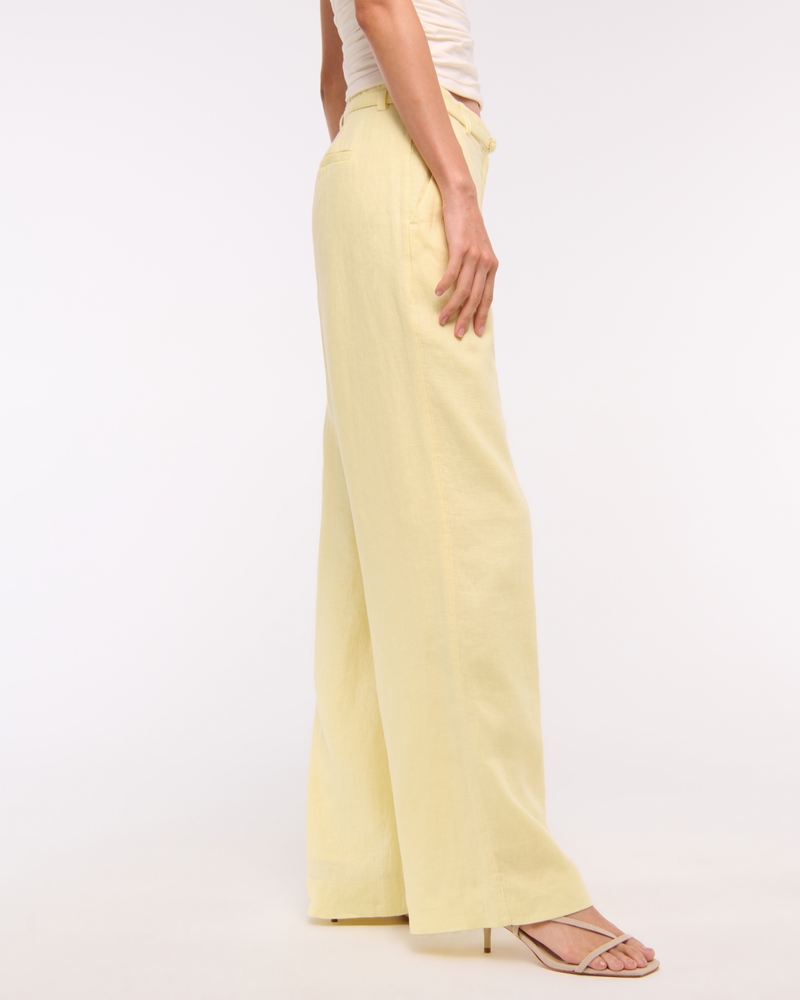 Premium Linen Belted Wide Leg Pant