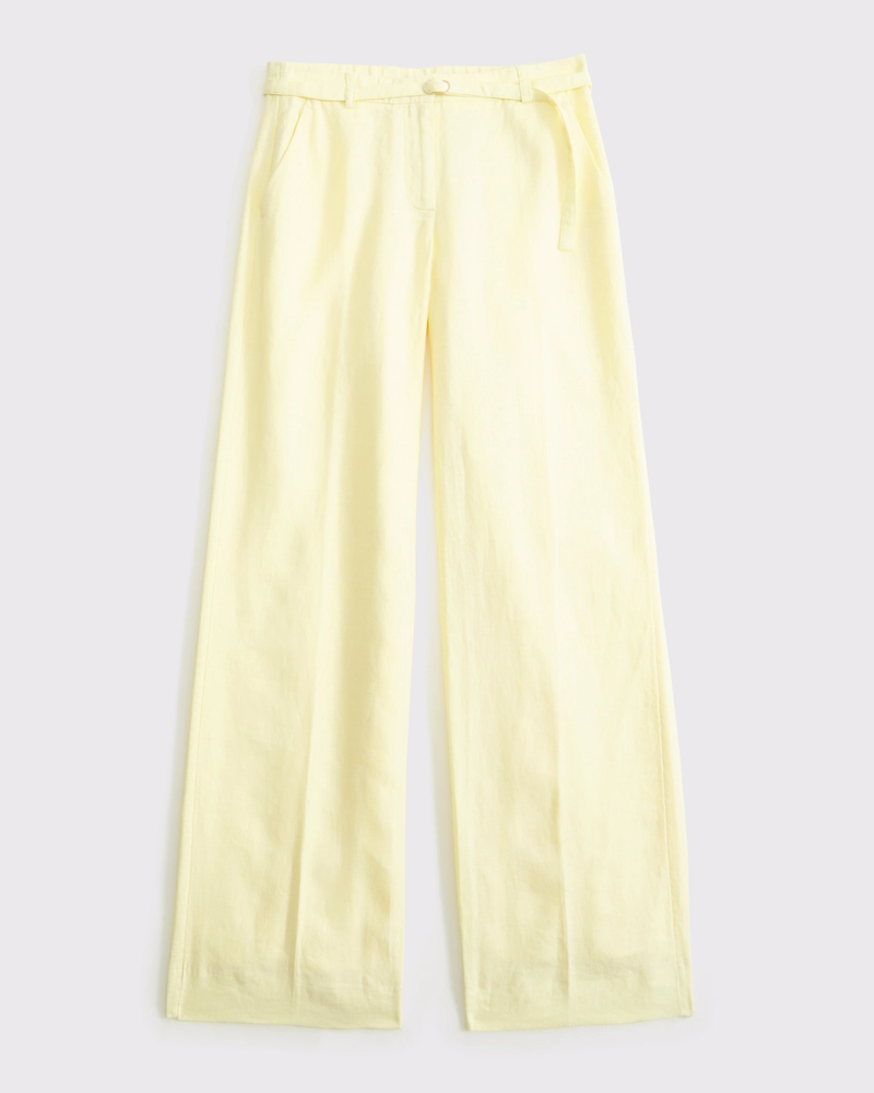 Premium Linen Belted Wide Leg Pant