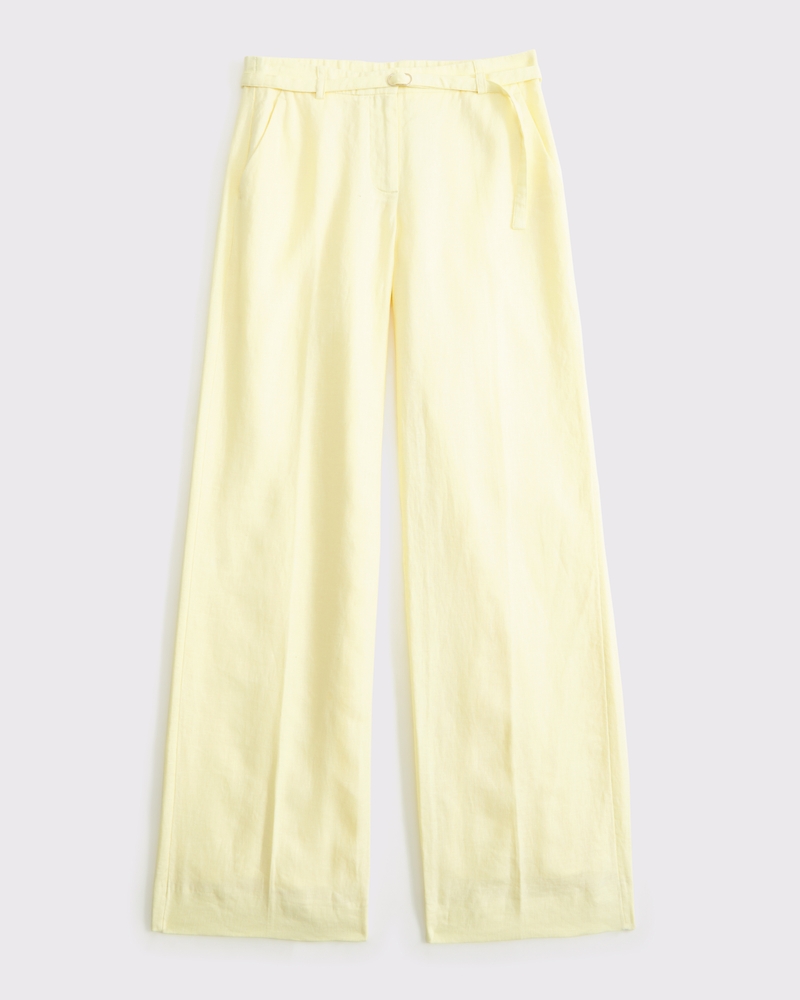 Women's Premium Linen Belted Wide Leg Pant | Women's Bottoms