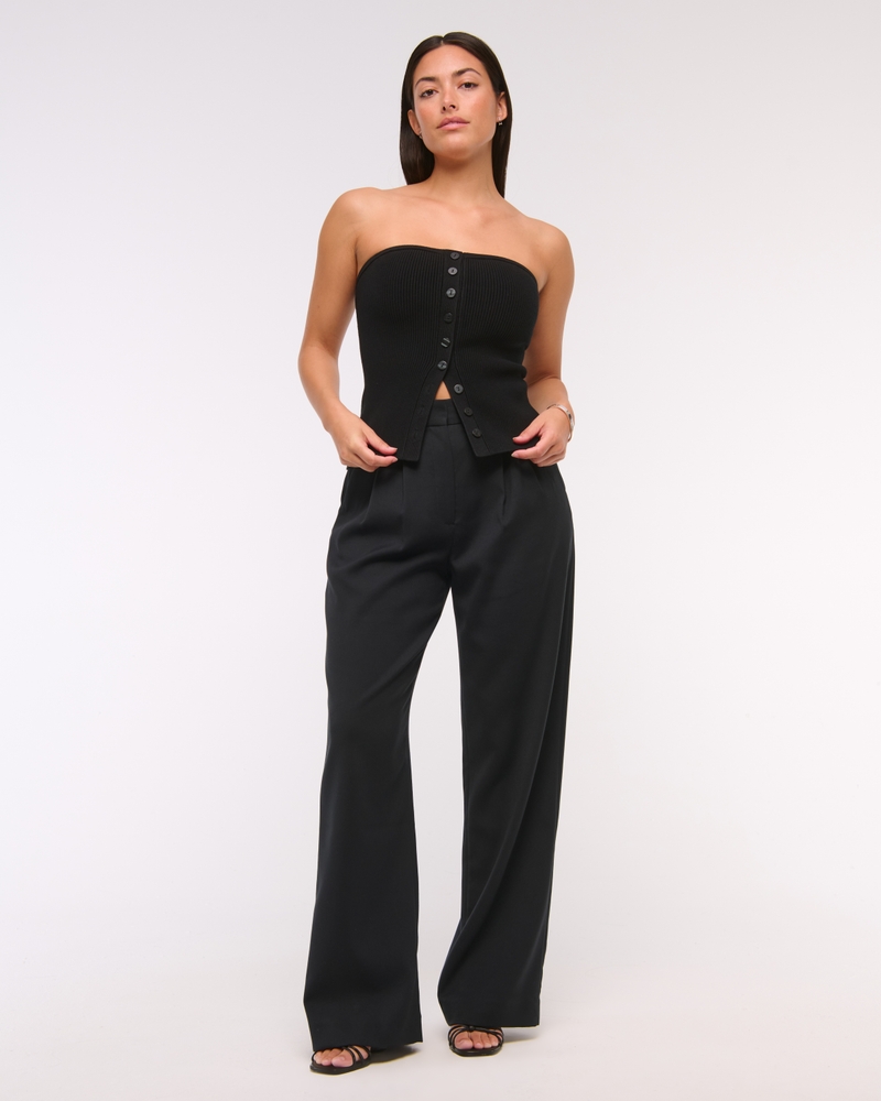Curve Love A&F Sloane Tailored Wide Leg Pant