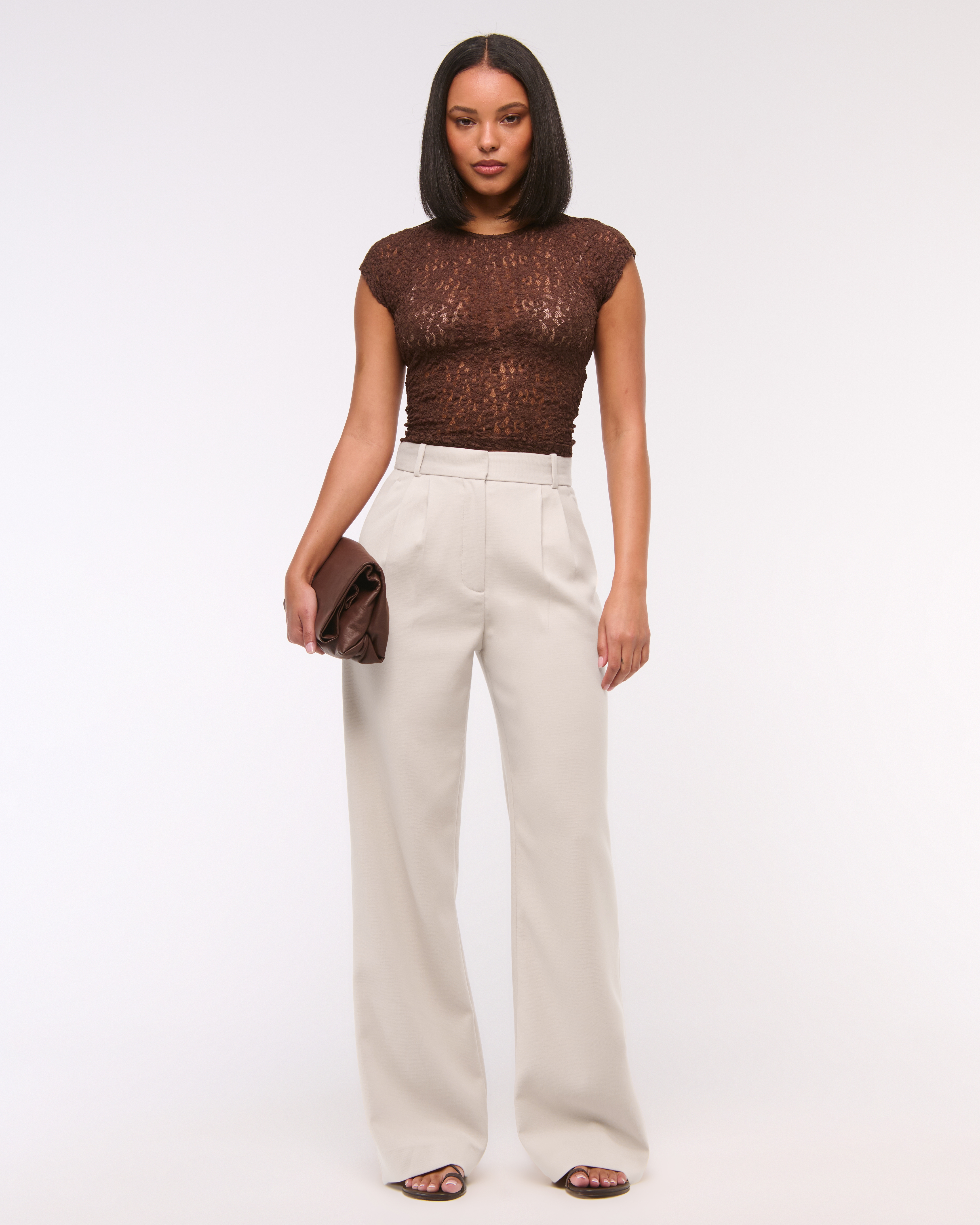 Women's A&F Sloane Tailored Wide Leg Pant | Women's Bottoms