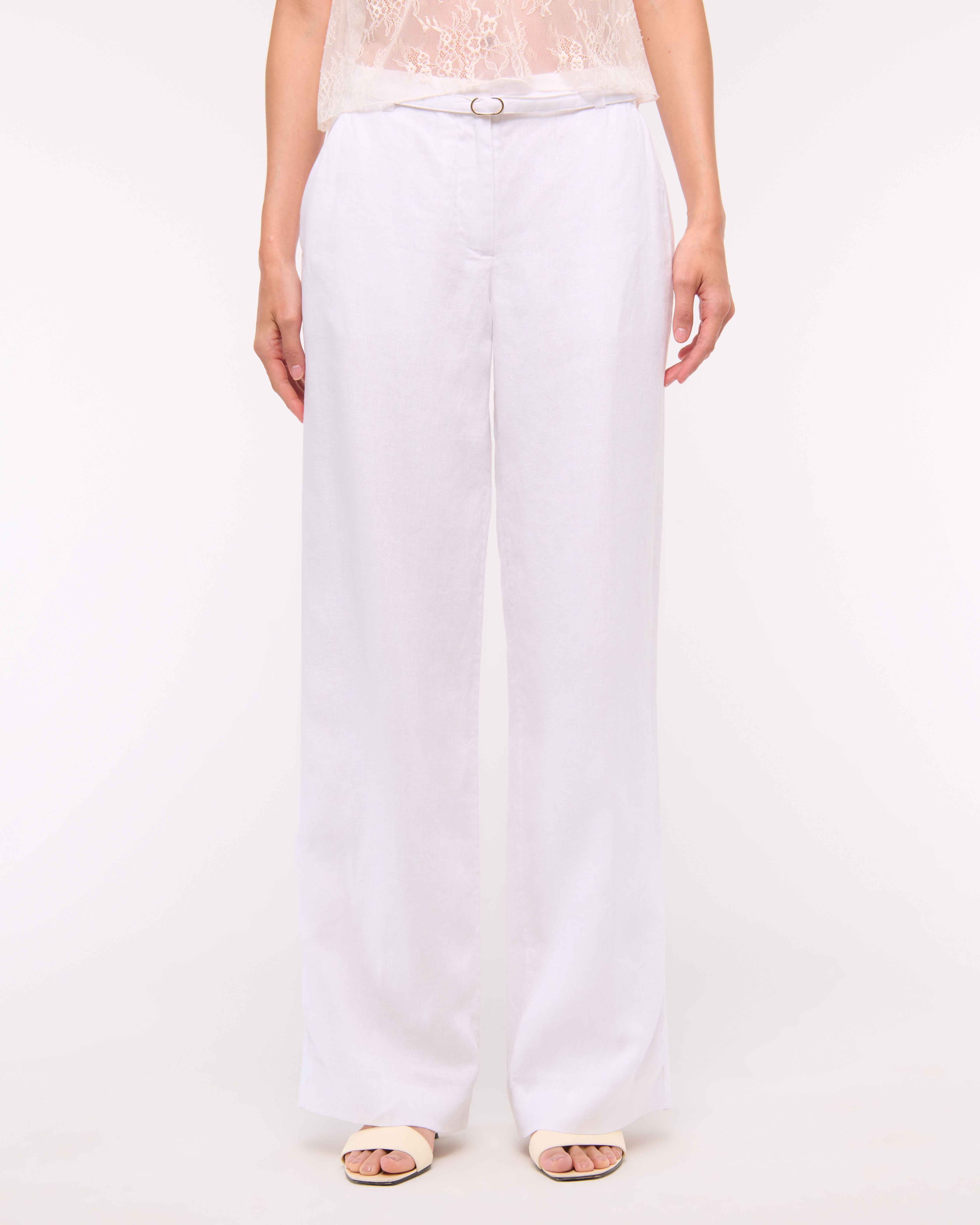 Женские брюки Abercrombie & Fitch Premium Linen Belted Wide Leg Pant — фото 3