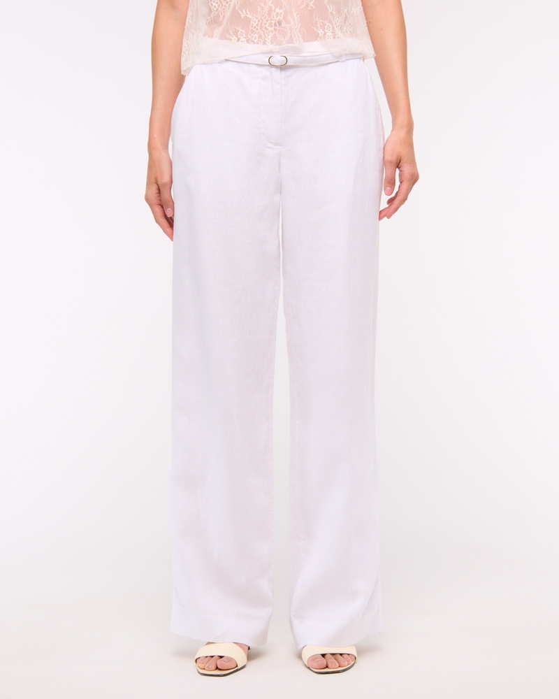 Premium Linen Belted Wide Leg Pant