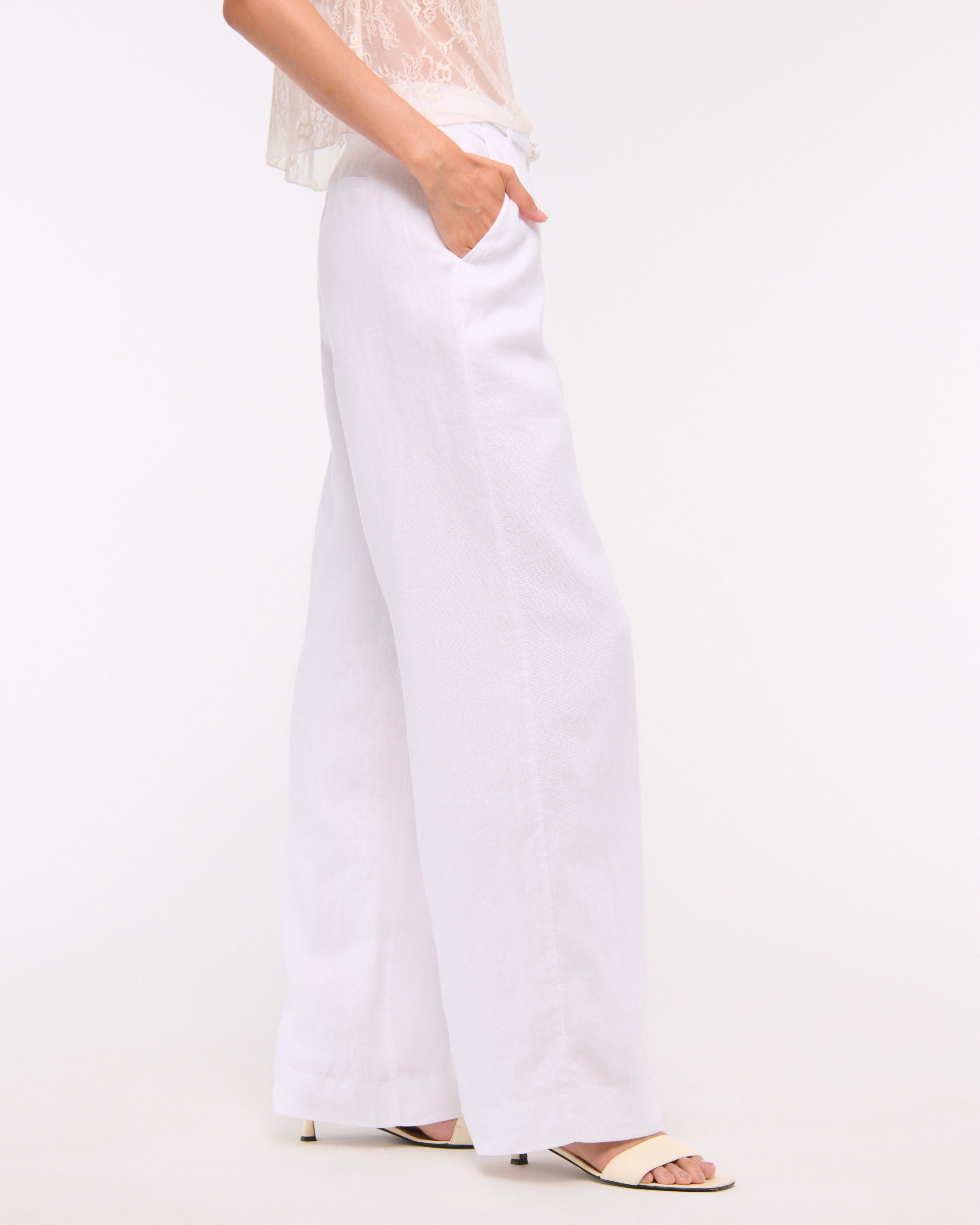 Women's Premium Linen Belted Wide Leg Pant | Women's