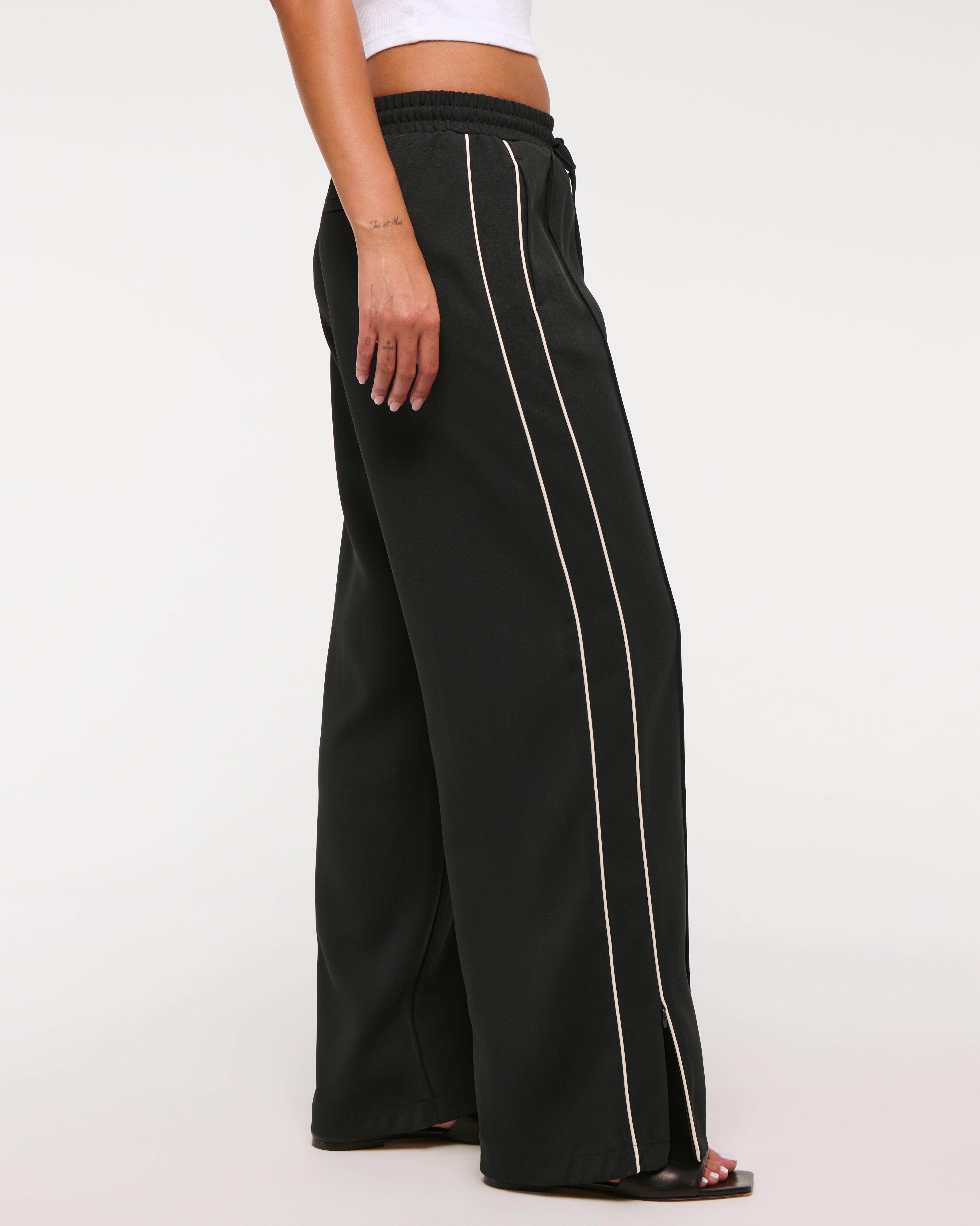 【YOURNUS】Pole Track Cotton Wide Pants Wide Leg Cotton Pants | Roots