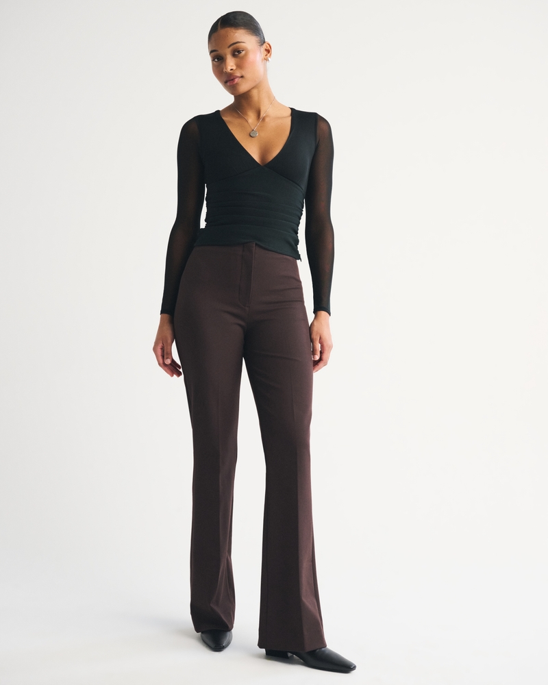 Curve Love A&F Forme Bootcut Pant - dark coffee by Abercrombie & Fitch