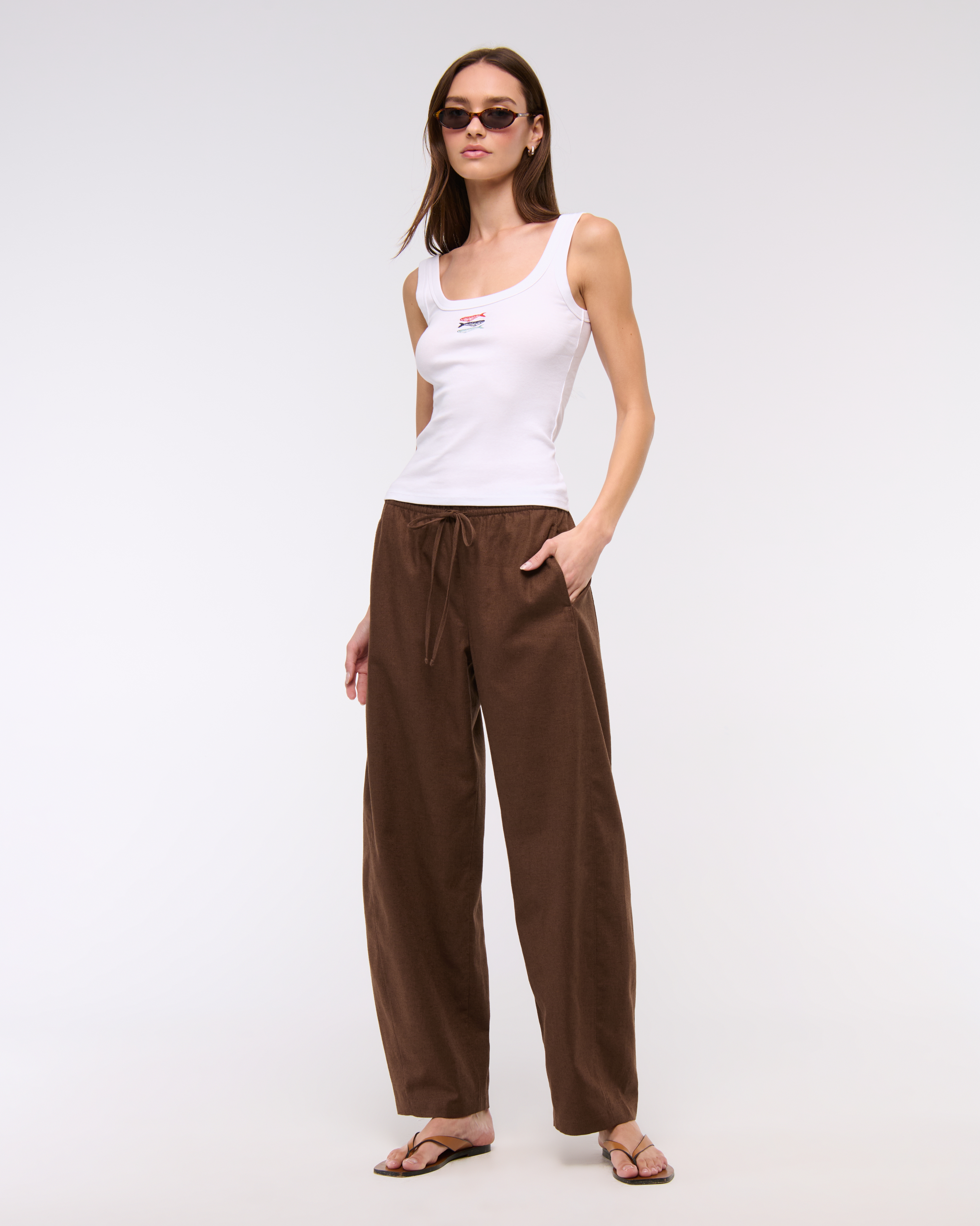 Women's Linen-Blend Barrel Pull-On Pant | Women's Bottoms