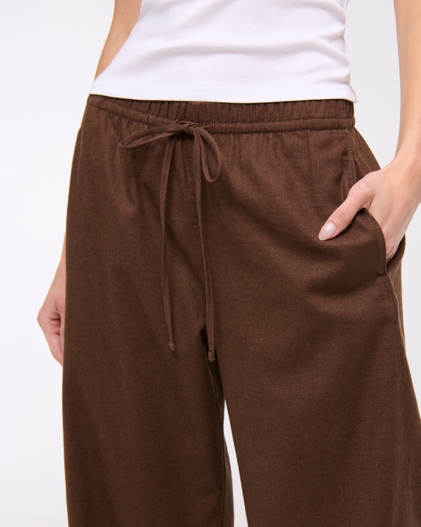 Linen-Blend Barrel Pull-On Pant