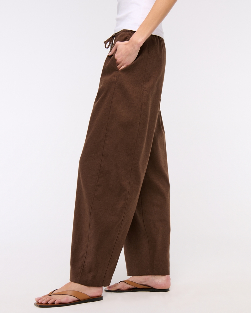 Linen-Blend Barrel Pull-On Pant