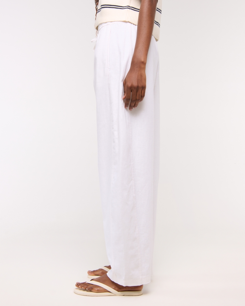 Linen-Blend Barrel Pull-On Pant
