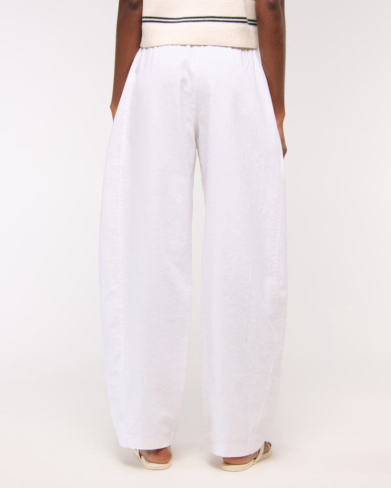Linen-Blend Barrel Pull-On Pant