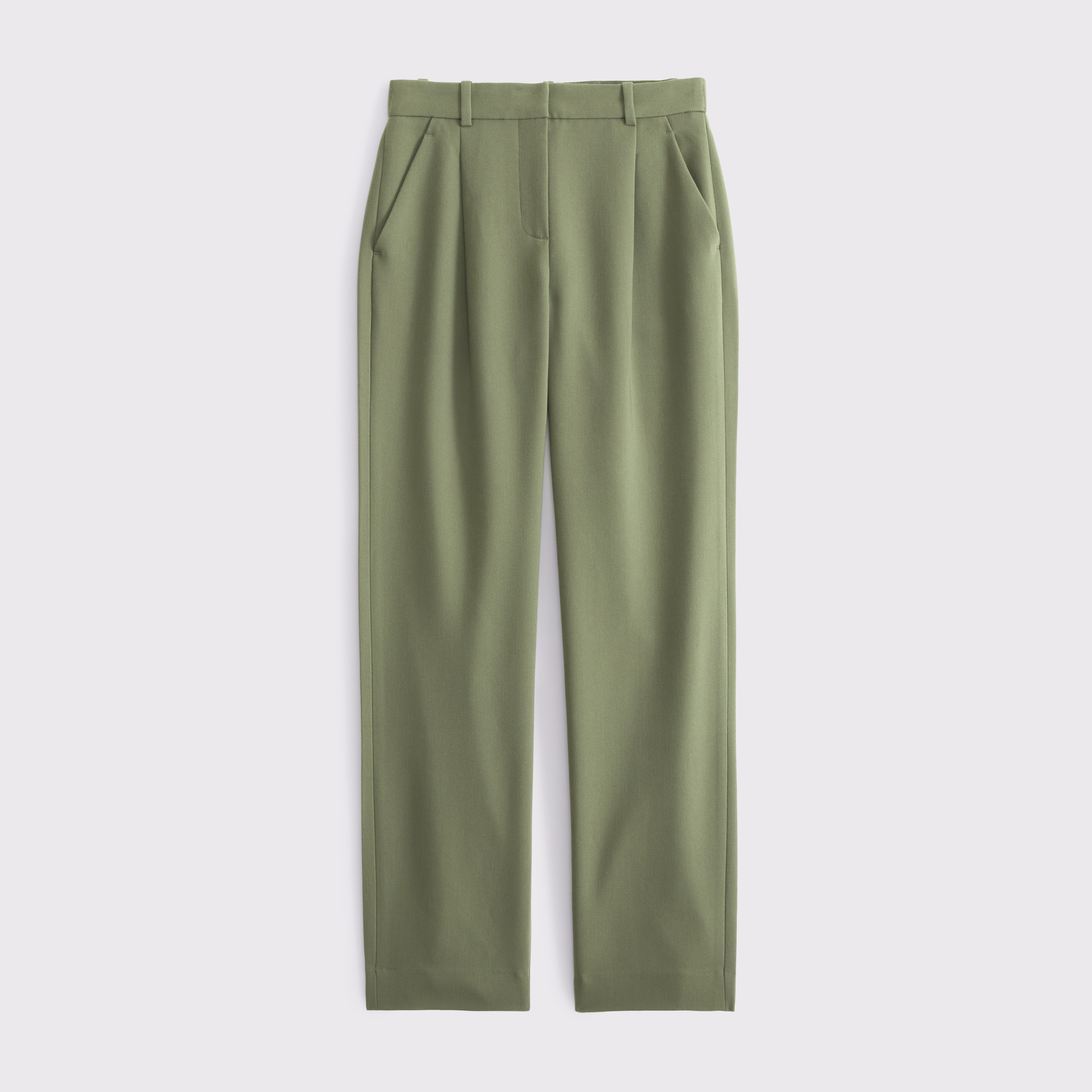 Abercrombie & Fitch Curve Love A&f Quinn Tailored Straight Pant In Green