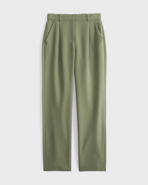 Curve Love A&F Quinn Tailored Straight Pant, Olive view 1