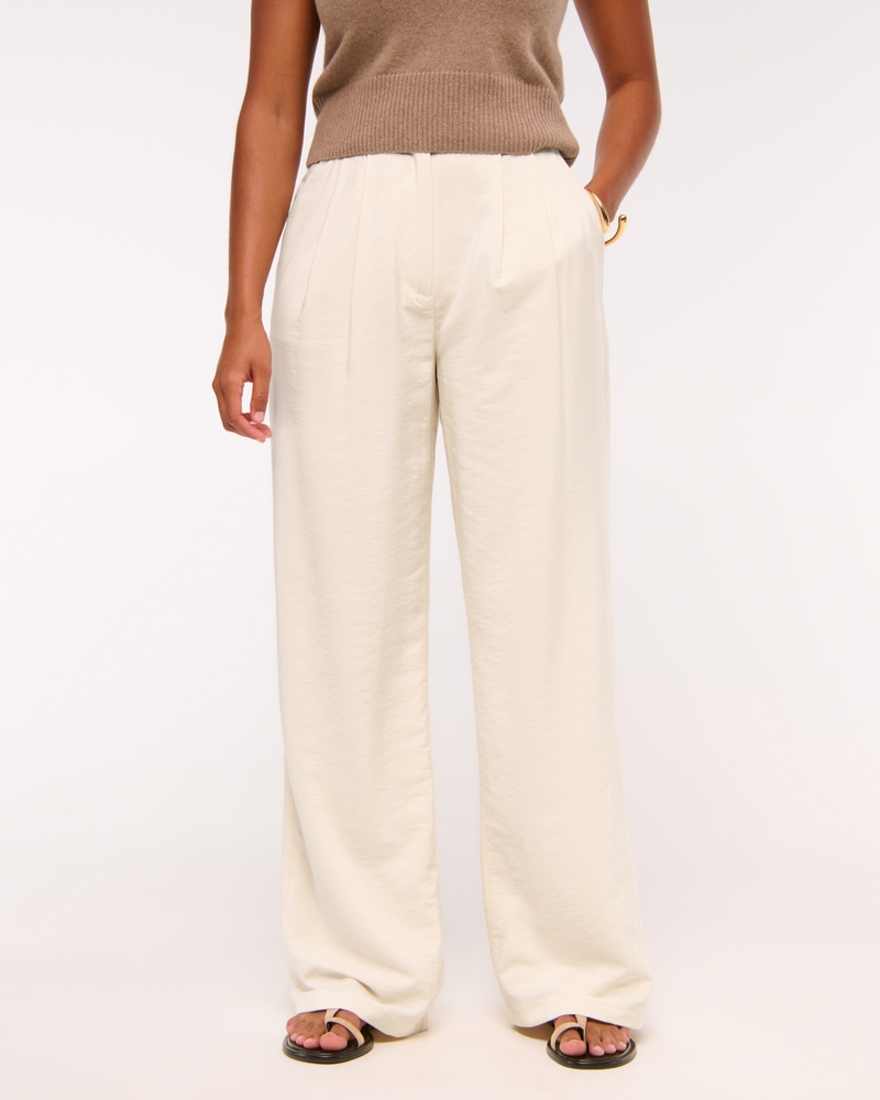 Curve Love A&F Sloane Crepe Tailored Wide Leg Pant