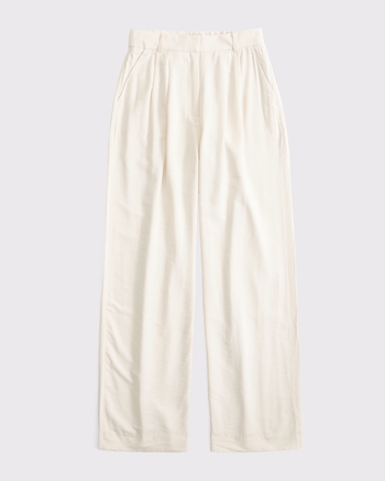 Curve Love A&F Sloane Crepe Tailored Wide Leg Pant