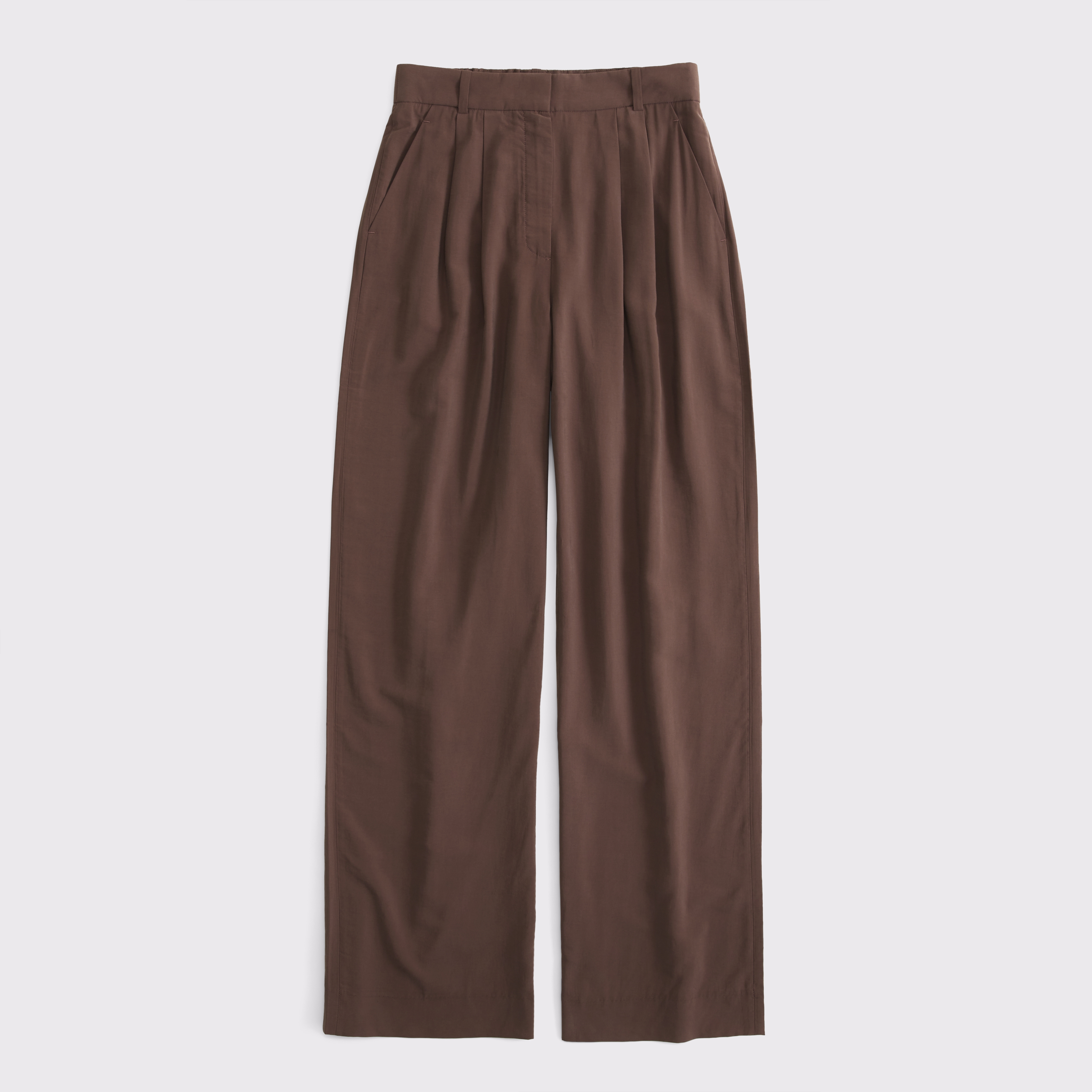 Abercrombie & Fitch Curve Love A&f Sloane Crepe Tailored Wide Leg Pant In Brown