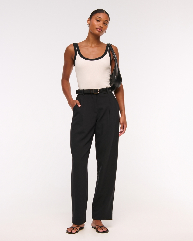 Curve Love High Rise Belted Ankle Straight Pant