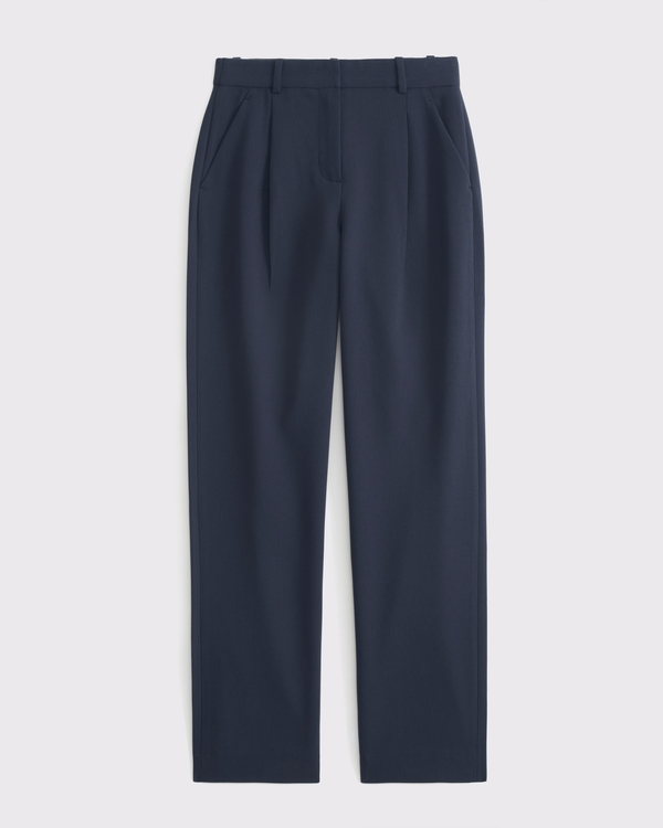 Curve Love A&F Quinn Tailored Straight Pant, Dark Indigo view 1