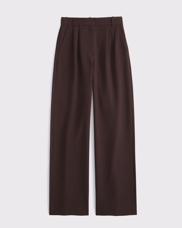 A&F Sloane Tailored Wide Leg Pant, Dark Coffee view 1