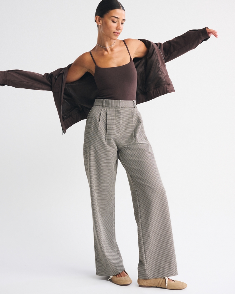 Women's Curve Love A&F Sloane Tailored Wide Leg Pant | Women's Bottoms | Abercrombie.com
