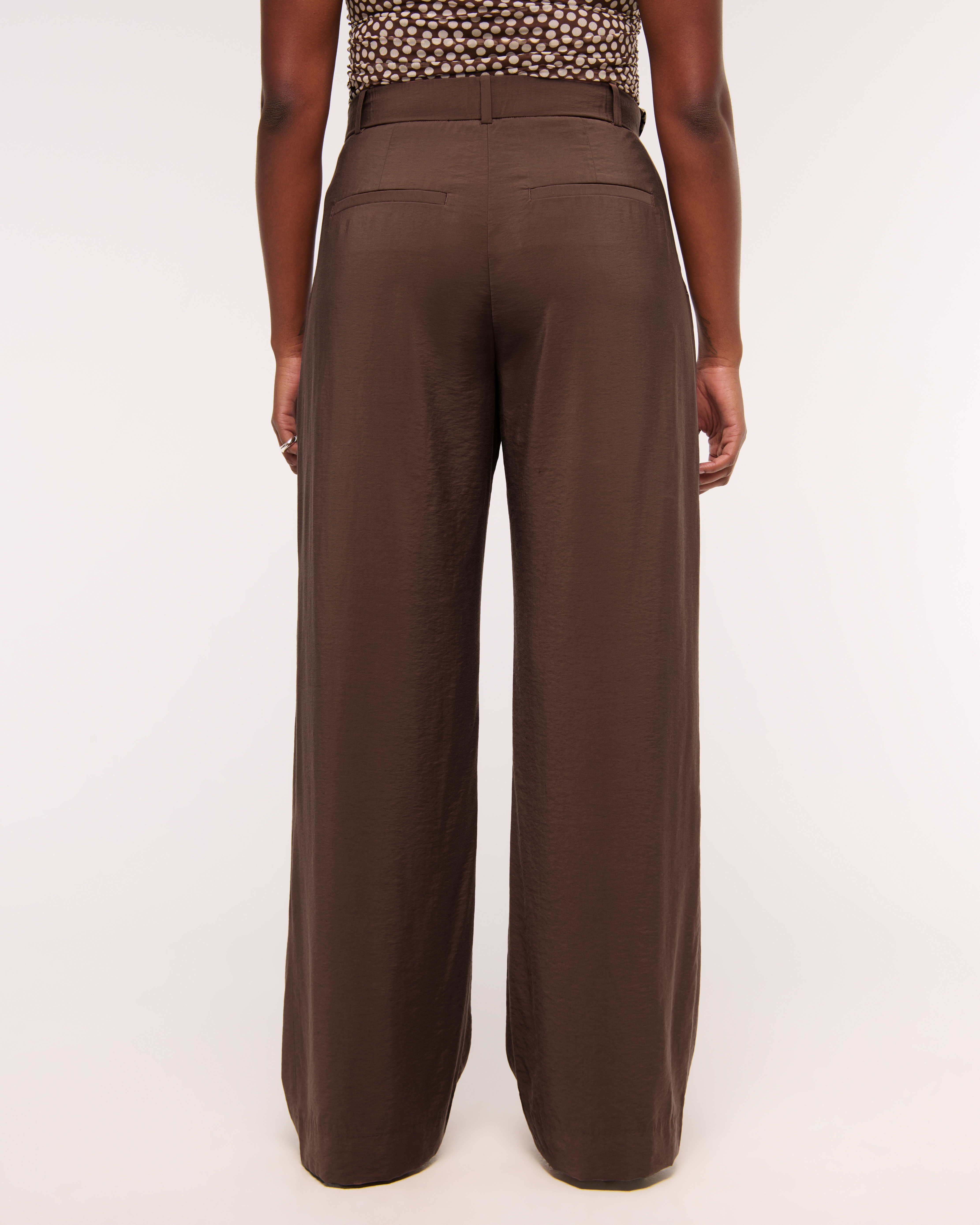Abercrombie & Fitch A&f Sloane Crepe Tailored Wide Leg Pant In Brown