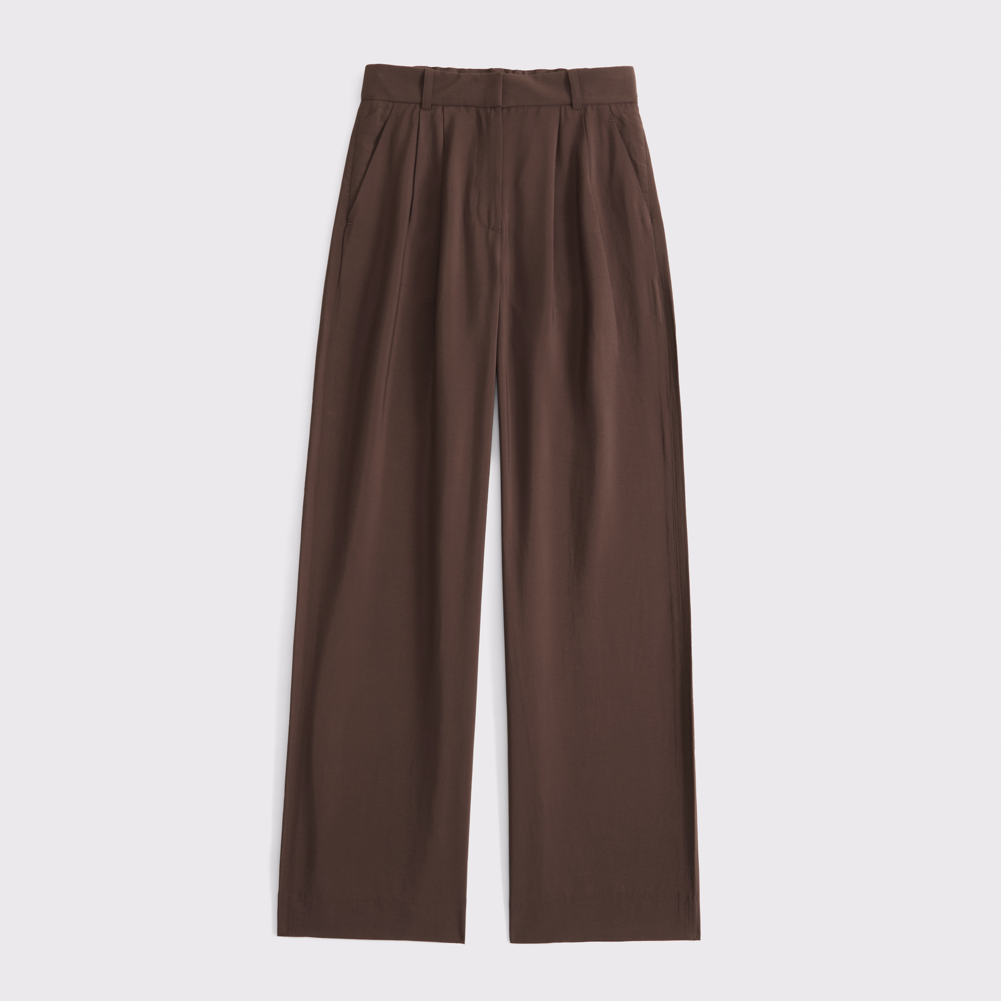 Abercrombie & Fitch A&f Sloane Crepe Tailored Wide Leg Pant In Brown