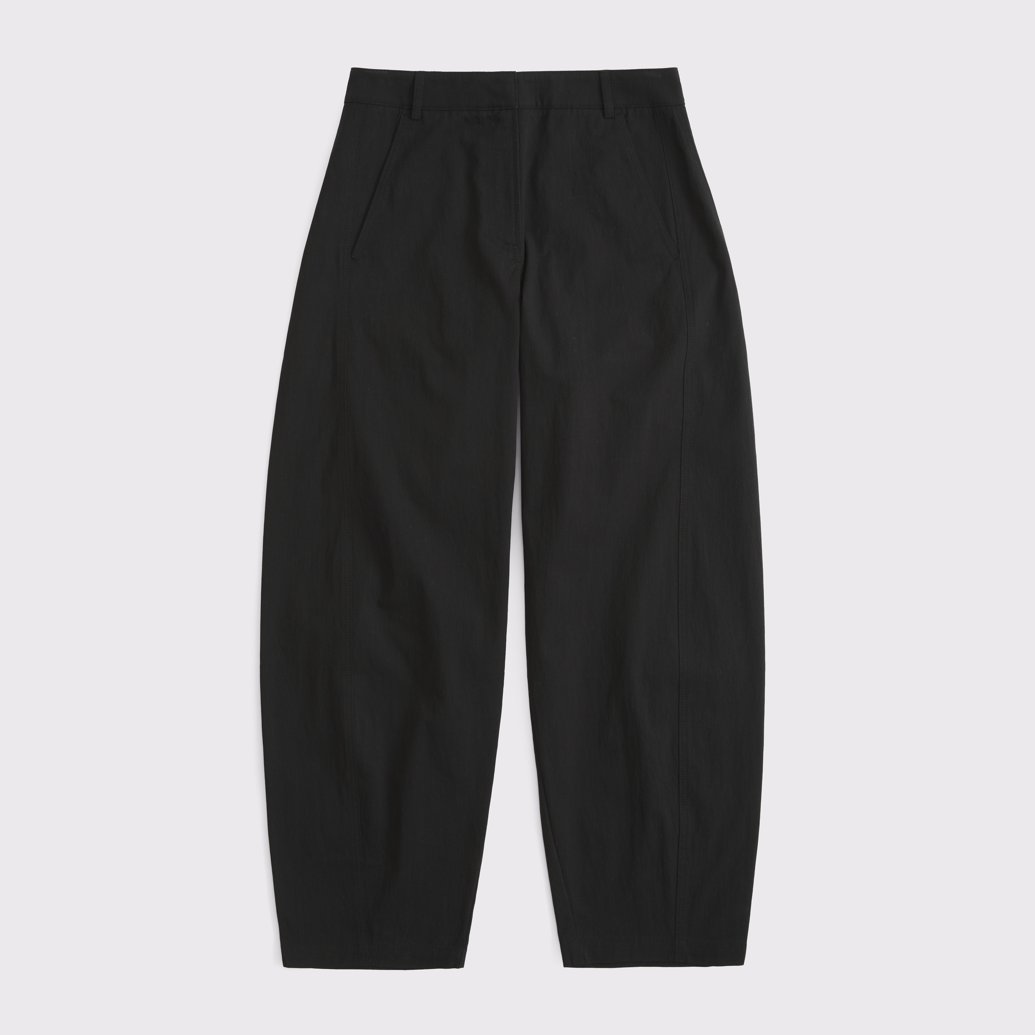 Abercrombie & Fitch Mid Rise Barrel Pant In Black