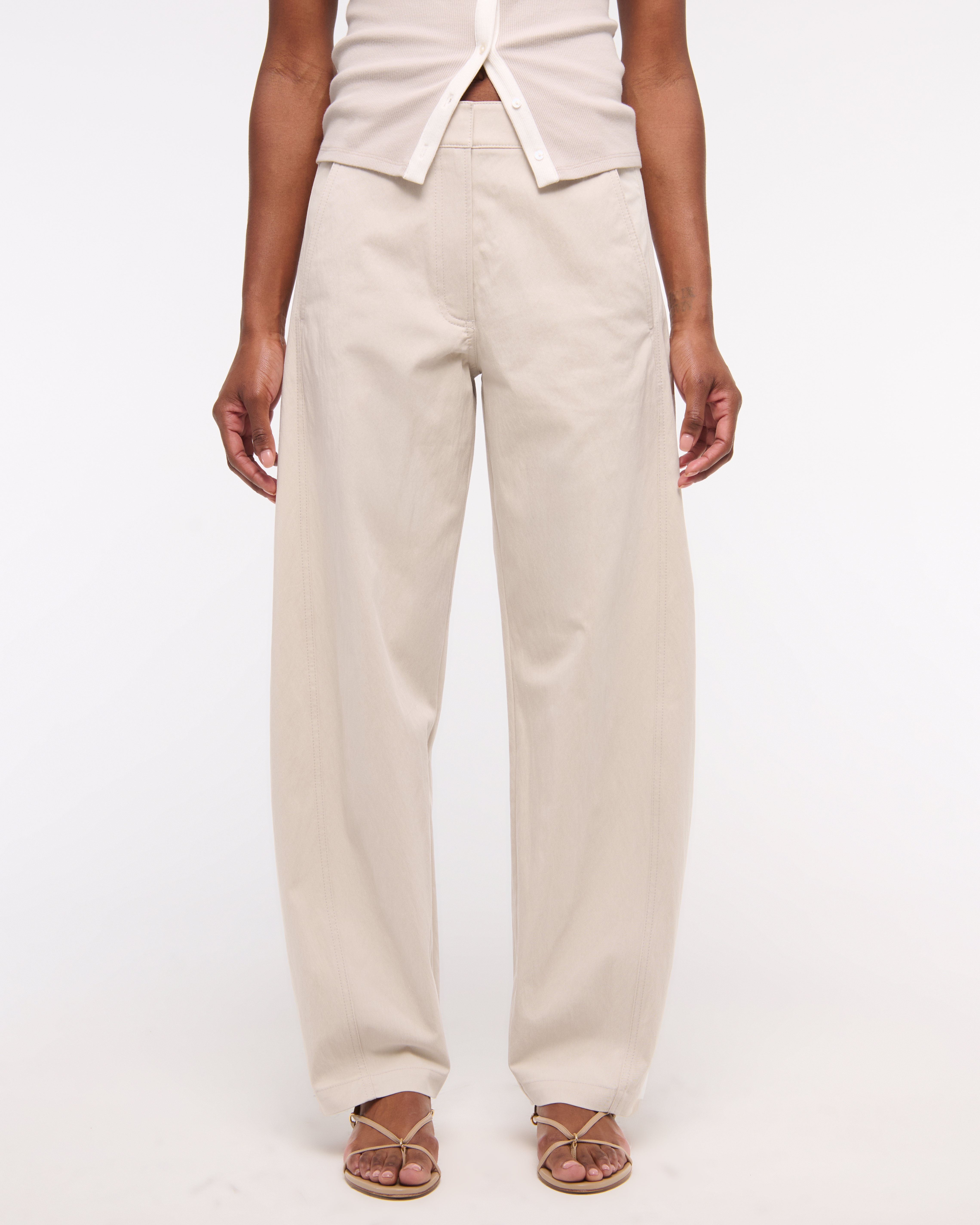 Abercrombie & Fitch Mid Rise Barrel Pant In Gray