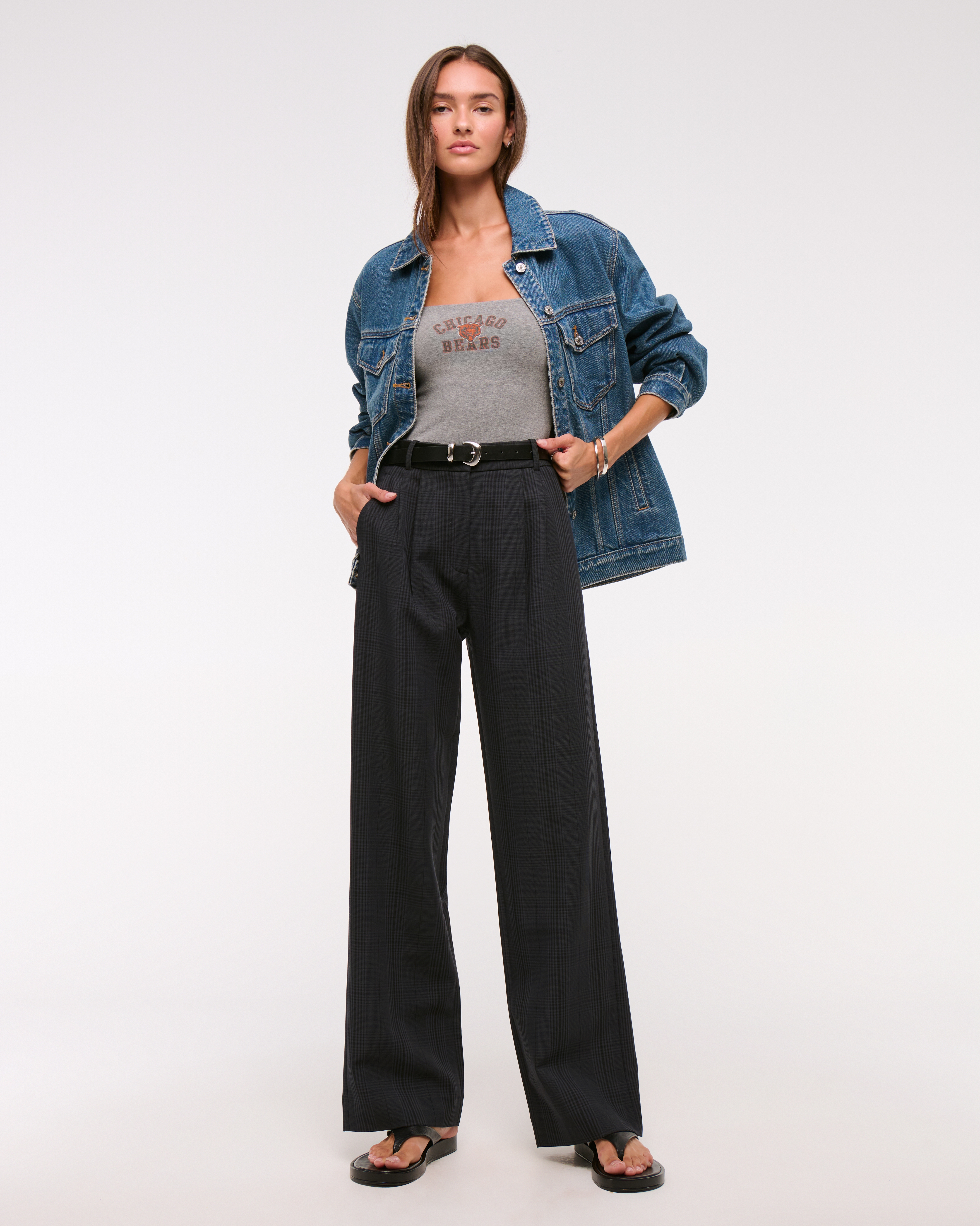 Abercrombie & Fitch A&f Sloane Tailored Wide Leg Pant In Black