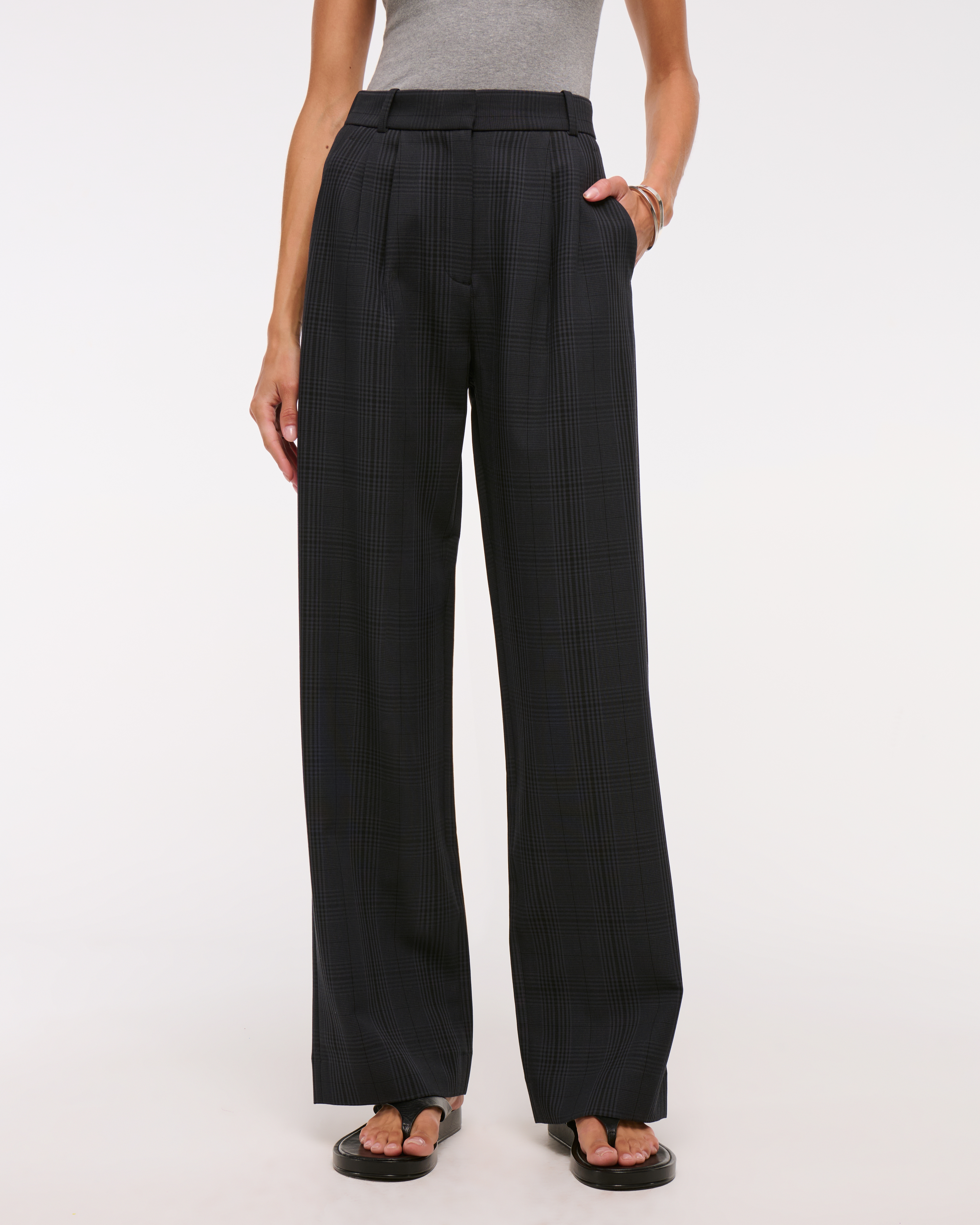 Abercrombie & Fitch A&f Sloane Tailored Wide Leg Pant In Black