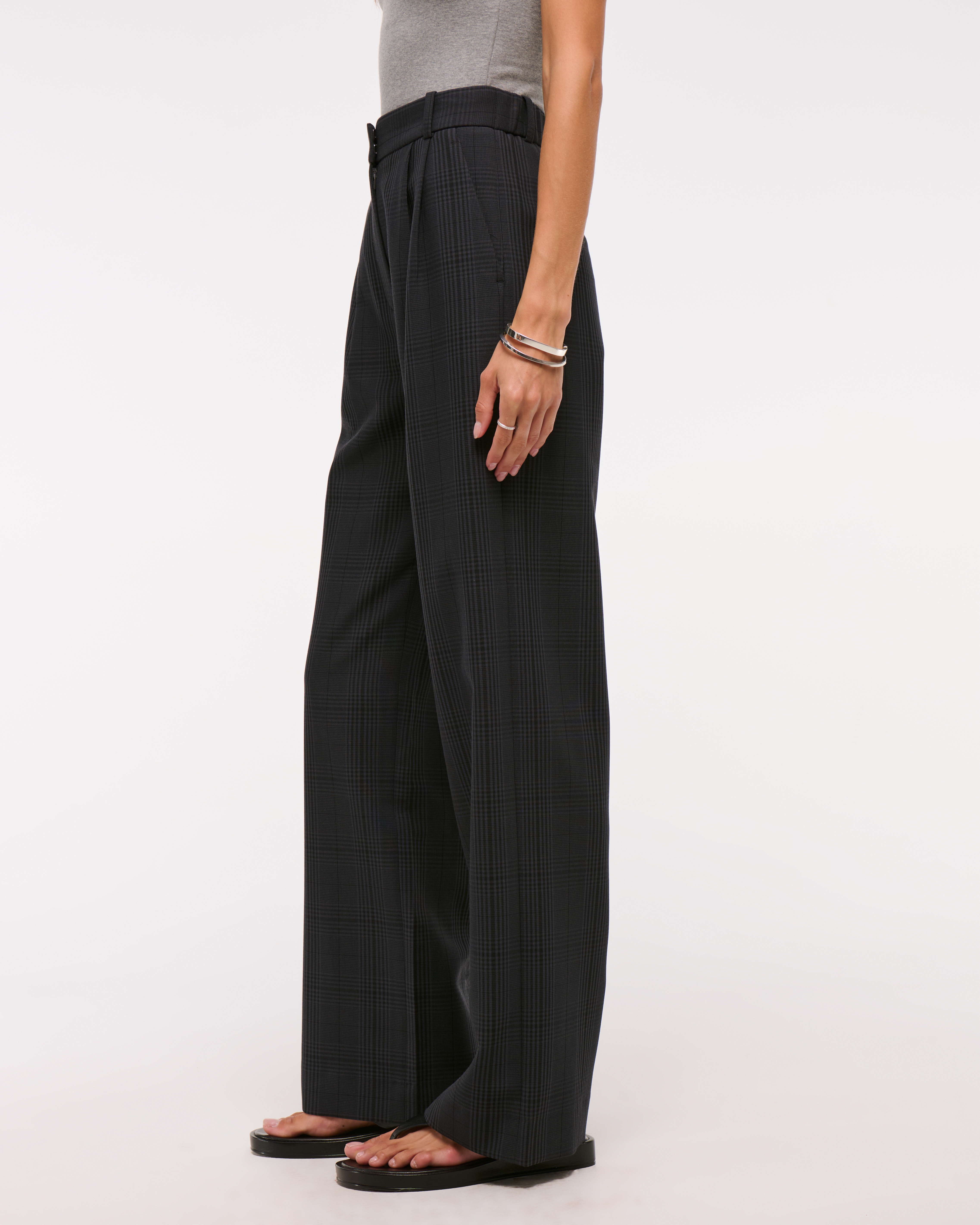 Abercrombie & Fitch A&f Sloane Tailored Wide Leg Pant In Black