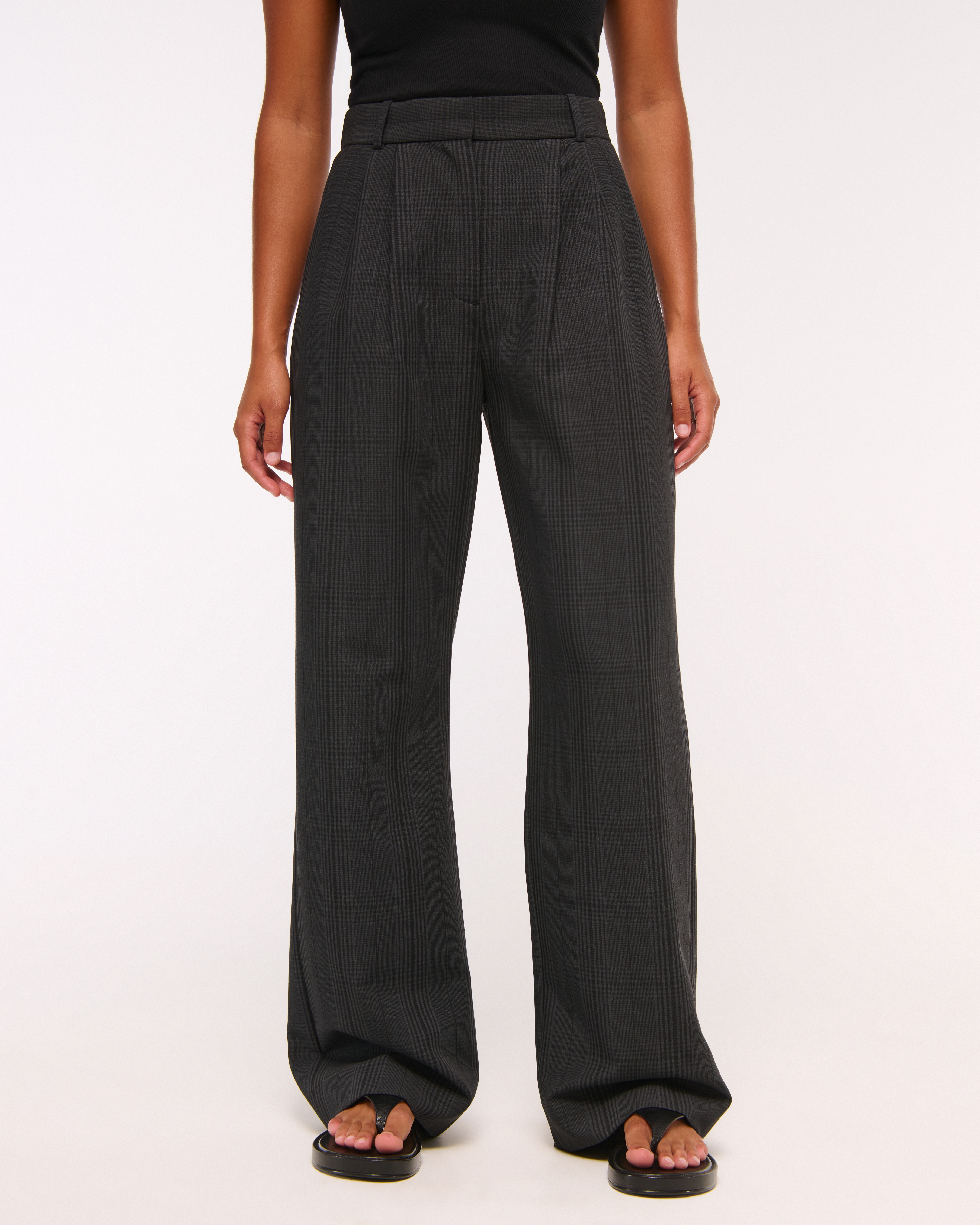 Abercrombie & Fitch Curve Love A&f Sloane Tailored Wide Leg Pant In Black
