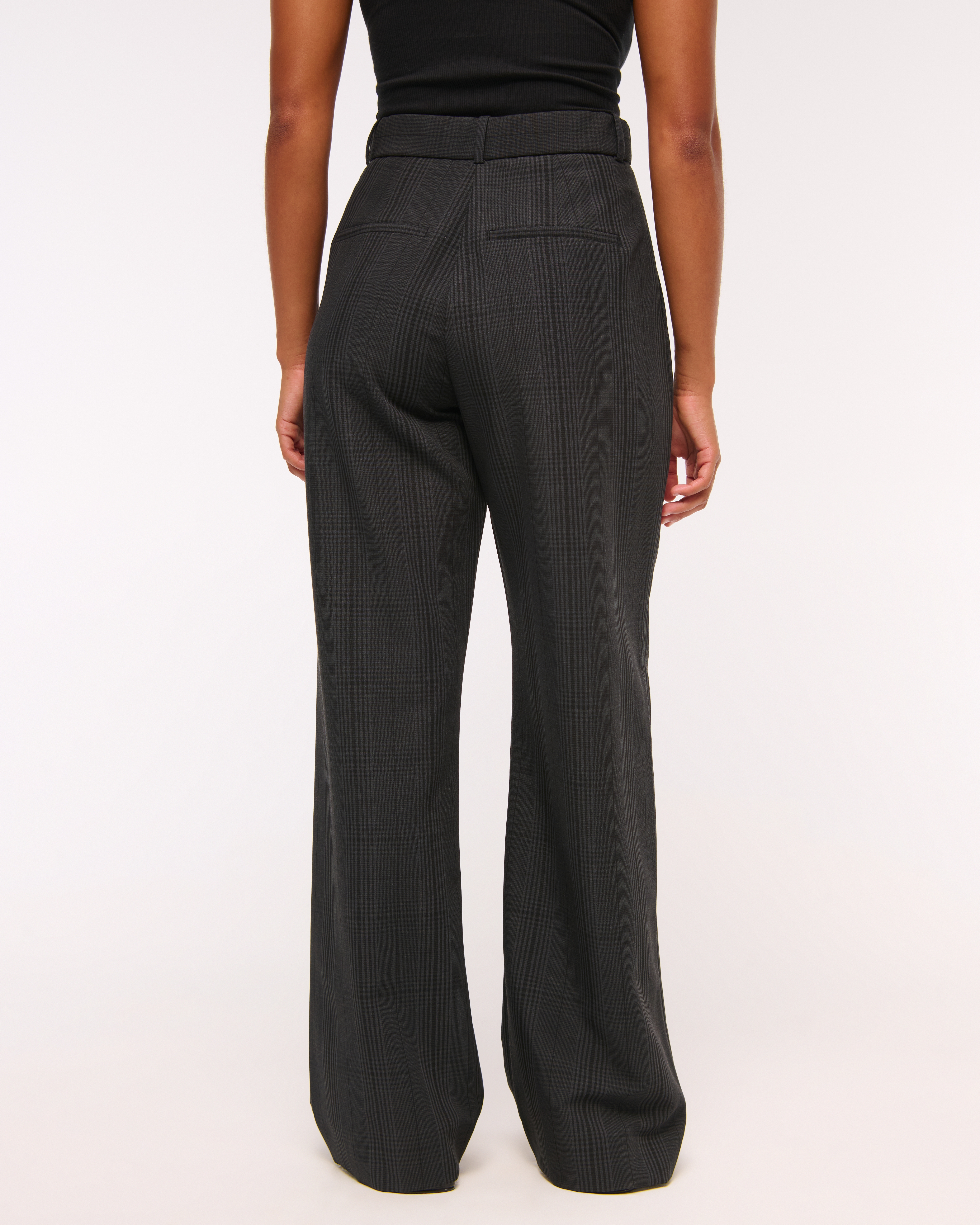 Abercrombie & Fitch Curve Love A&f Sloane Tailored Wide Leg Pant In Black
