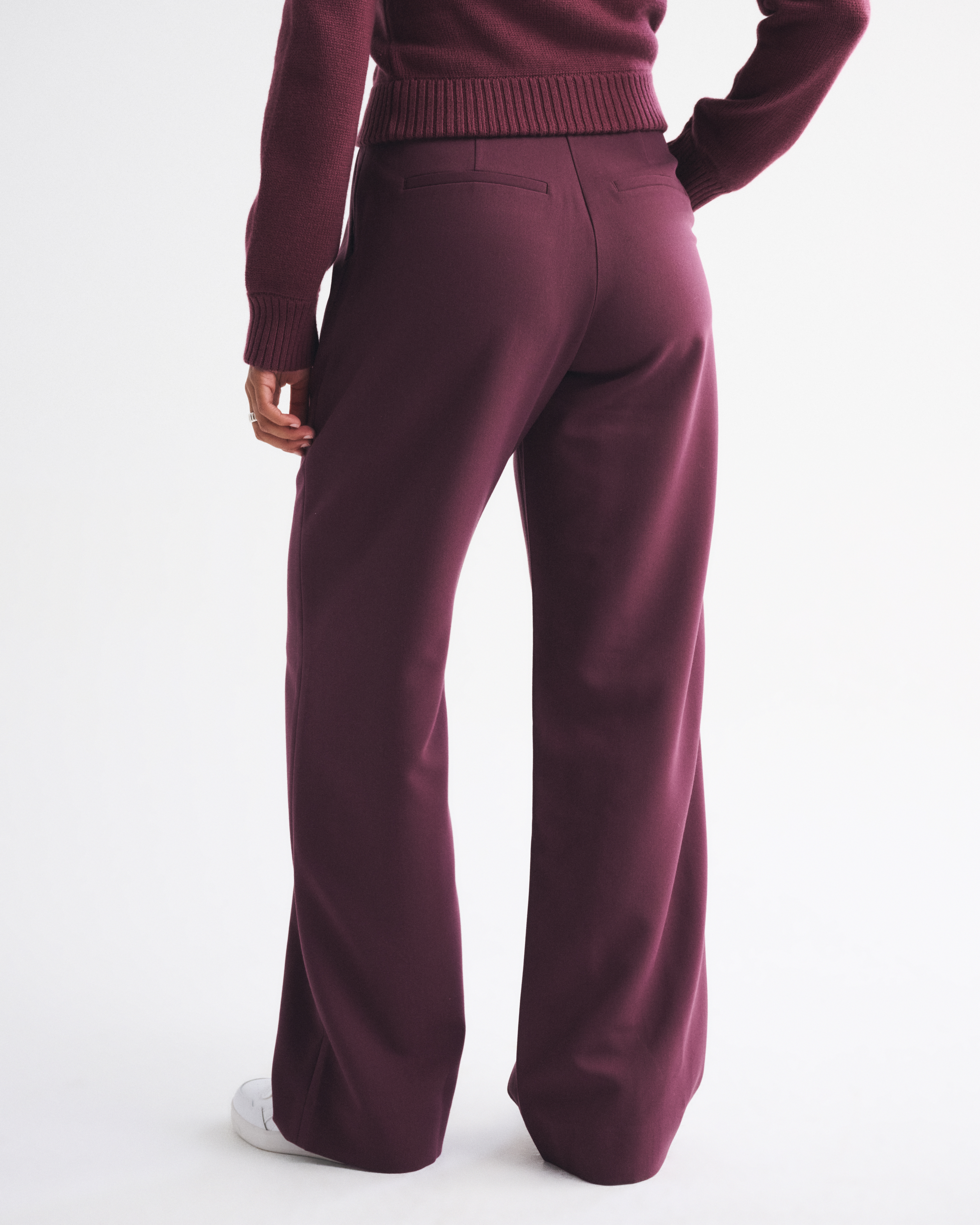 Abercrombie & Fitch Curve Love A&f Sloane Tailored Wide Leg Pant In Burgundy
