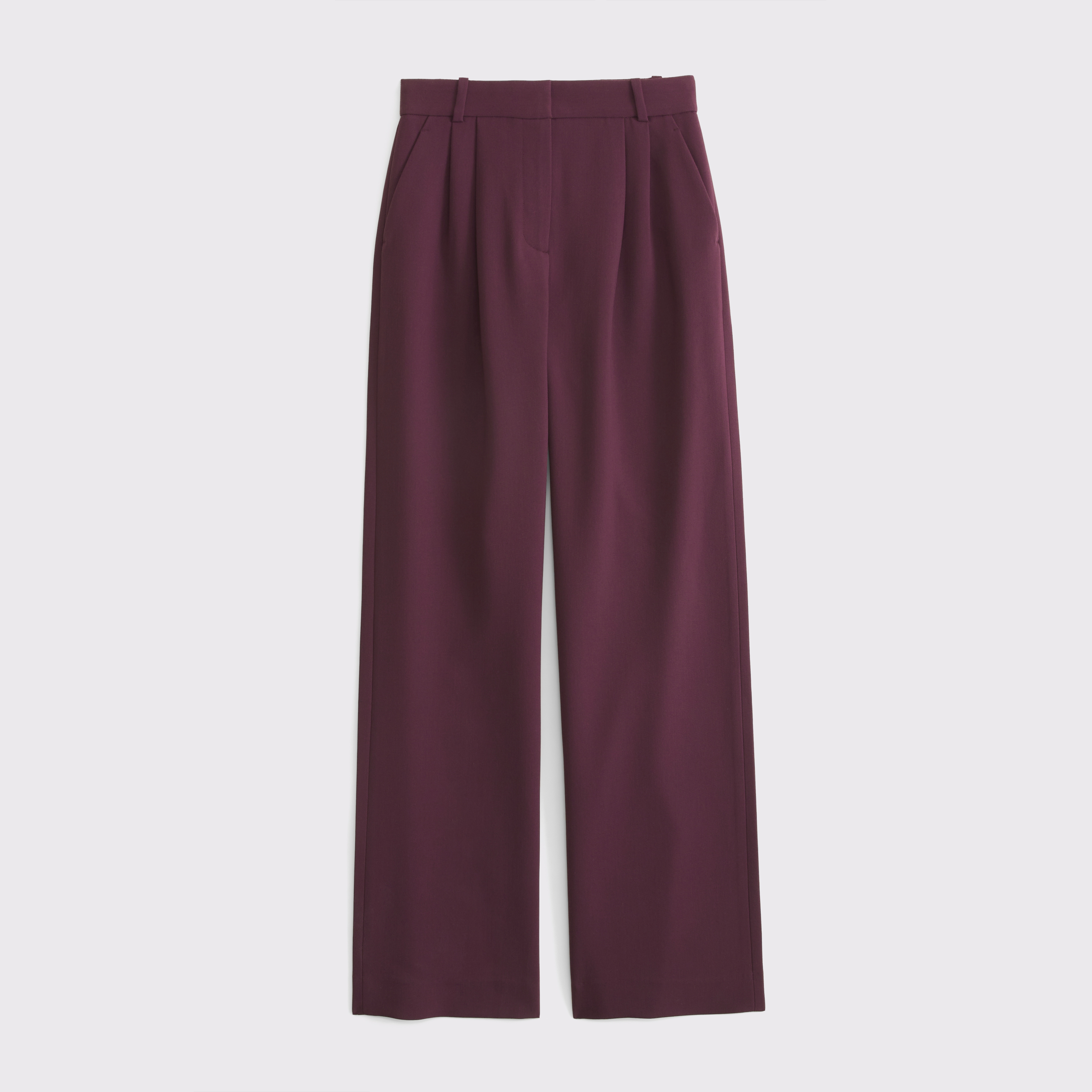 Abercrombie & Fitch Curve Love A&f Sloane Tailored Wide Leg Pant In Burgundy
