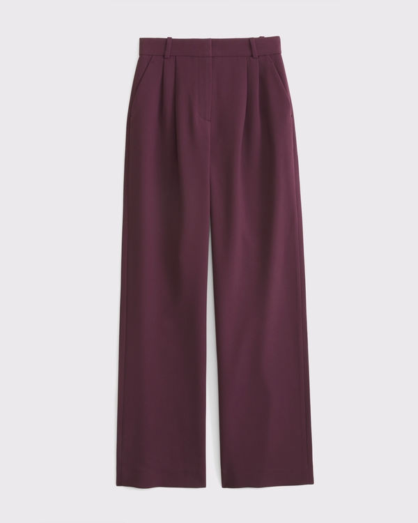 Curve Love A&F Sloane Tailored Wide Leg Pant, Deep Plum view 1