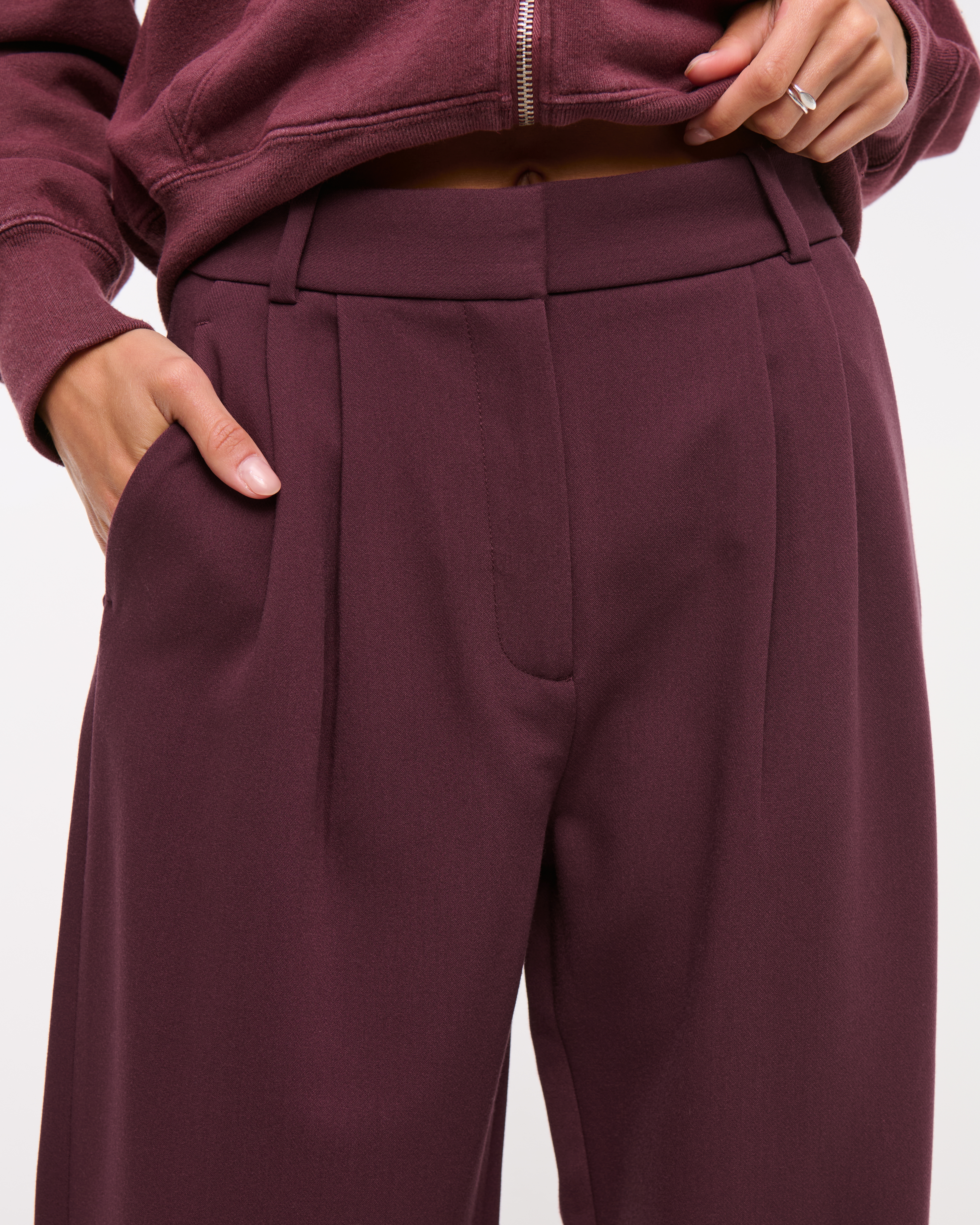 Abercrombie & Fitch A&f Sloane Tailored Wide Leg Pant In Burgundy