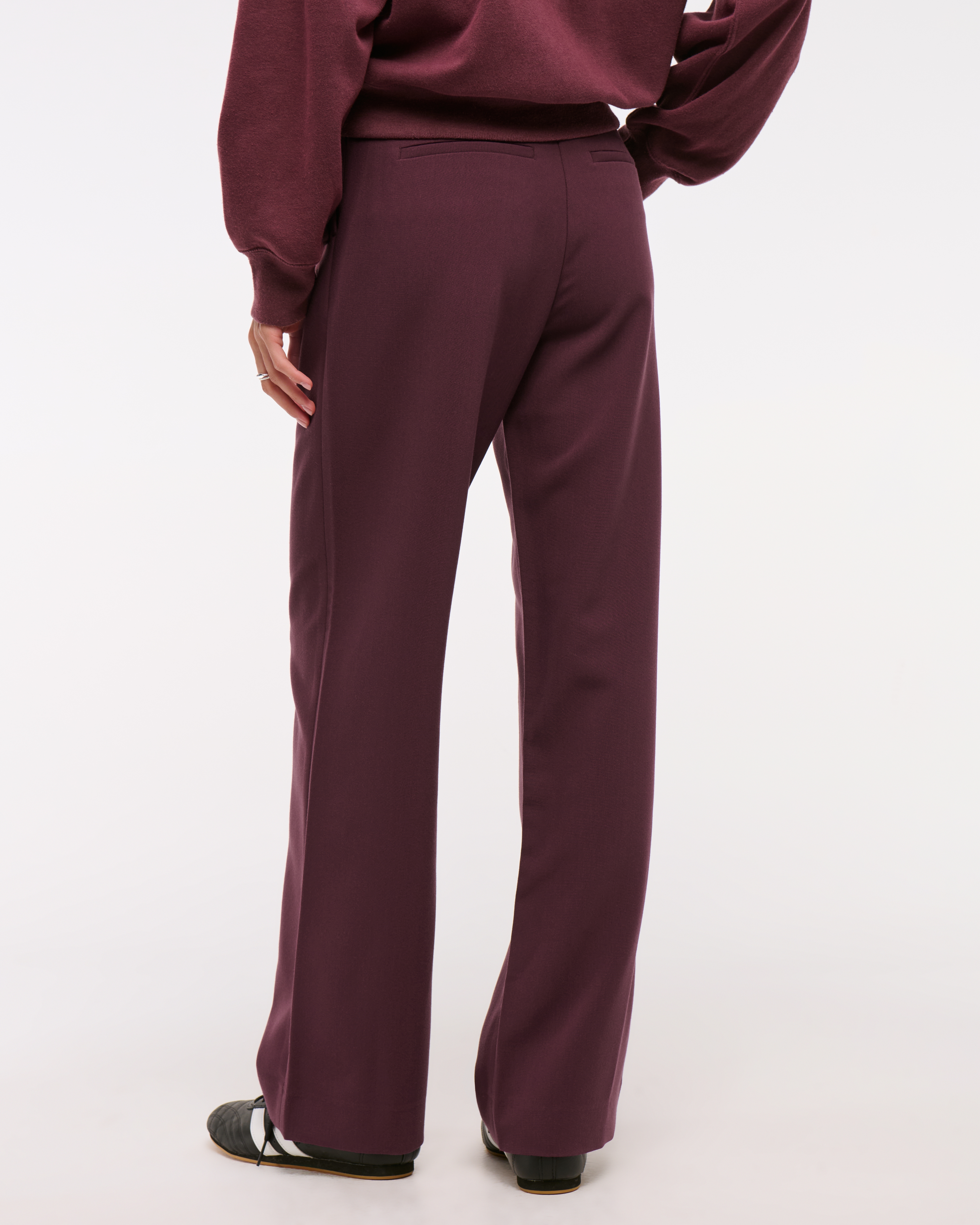 Abercrombie & Fitch A&f Sloane Tailored Wide Leg Pant In Burgundy