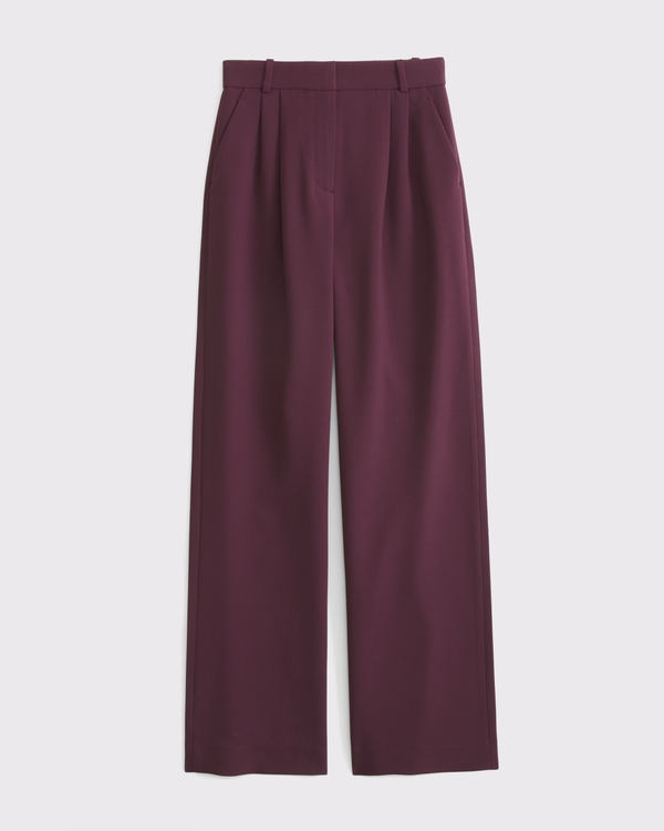 A&F Sloane Tailored Wide Leg Pant, Red Wine view 1