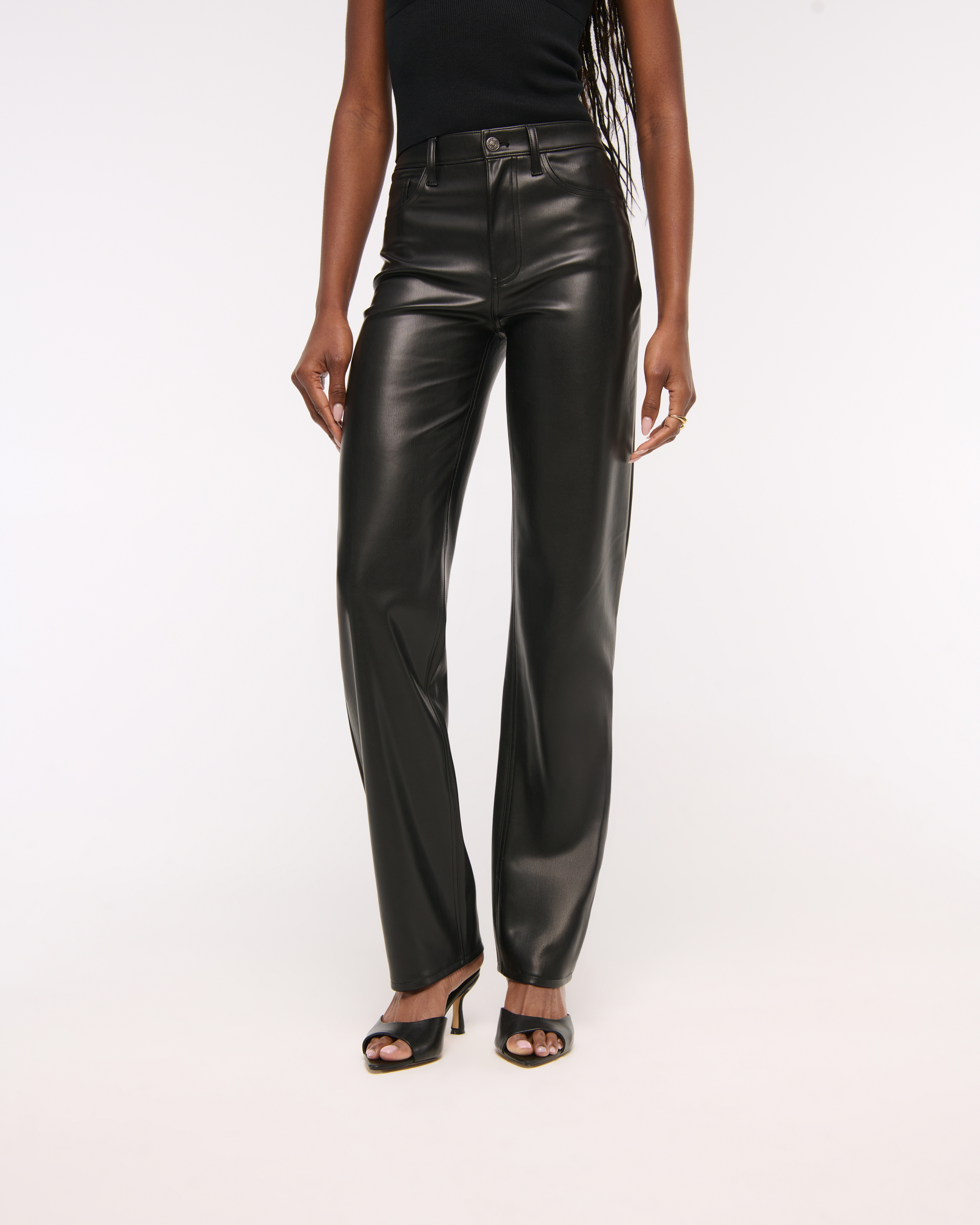 Женские брюки Abercrombie & Fitch High Rise 90s Relaxed Vegan Leather Pant — фото 3