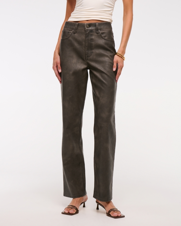 Vegan Leather 90s Relaxed Pant, Dark Coffee view 2