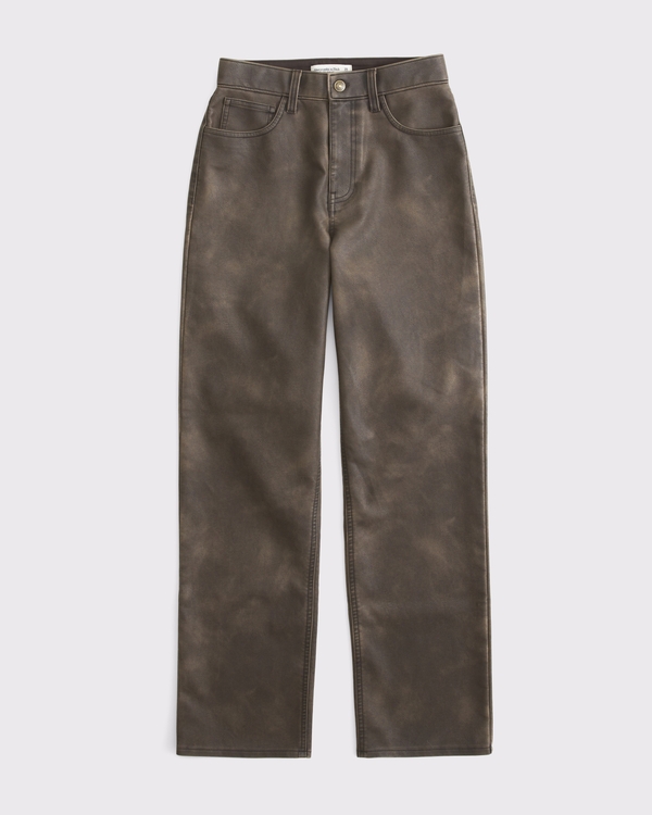 Vegan Leather 90s Relaxed Pant, Dark Coffee view 1