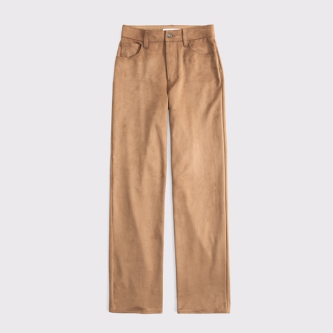 Женские брюки Abercrombie & Fitch Curve Love High Rise 90s Relaxed Vegan Suede Pant