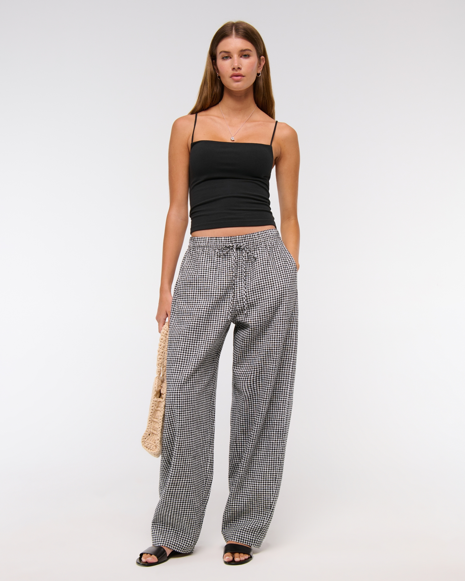 Linen-Blend Barrel Pull-On Pant