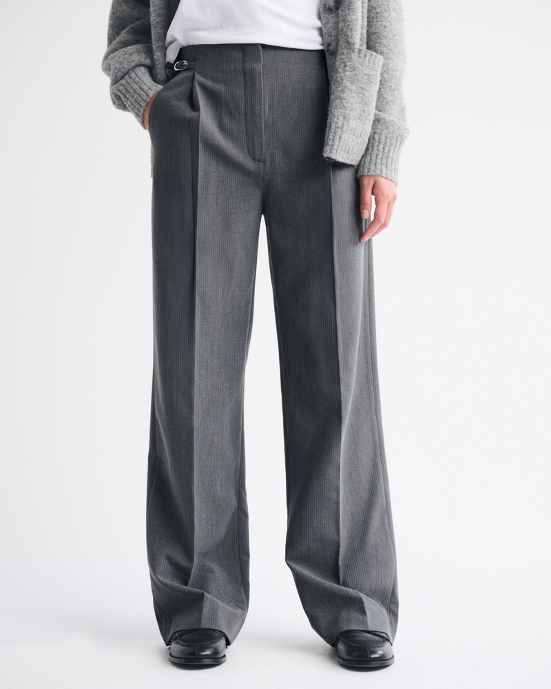 A&F Sloane Tailored Hardware Wide Leg Pant